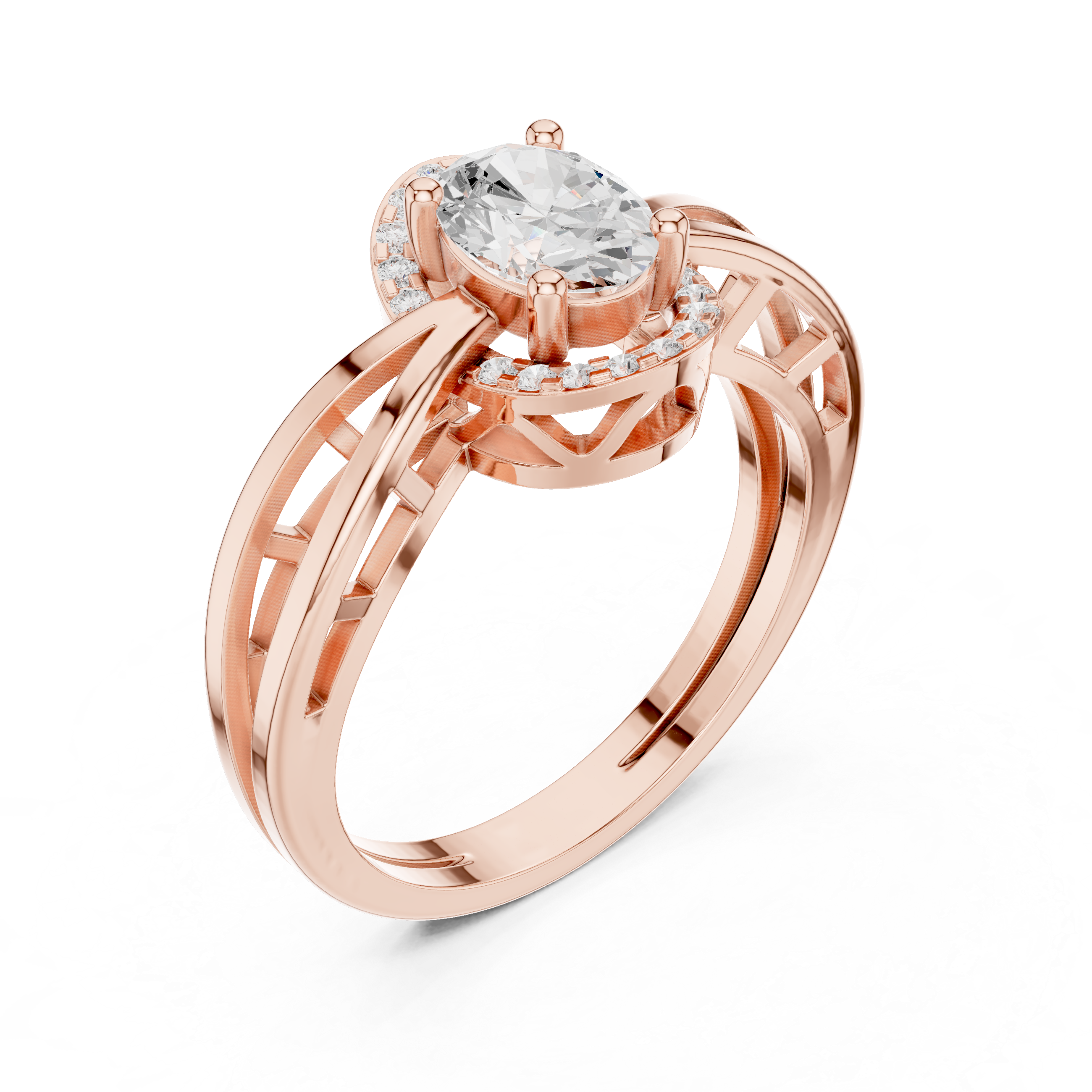 Vintage Oval Halo Diamond Engagement Ring