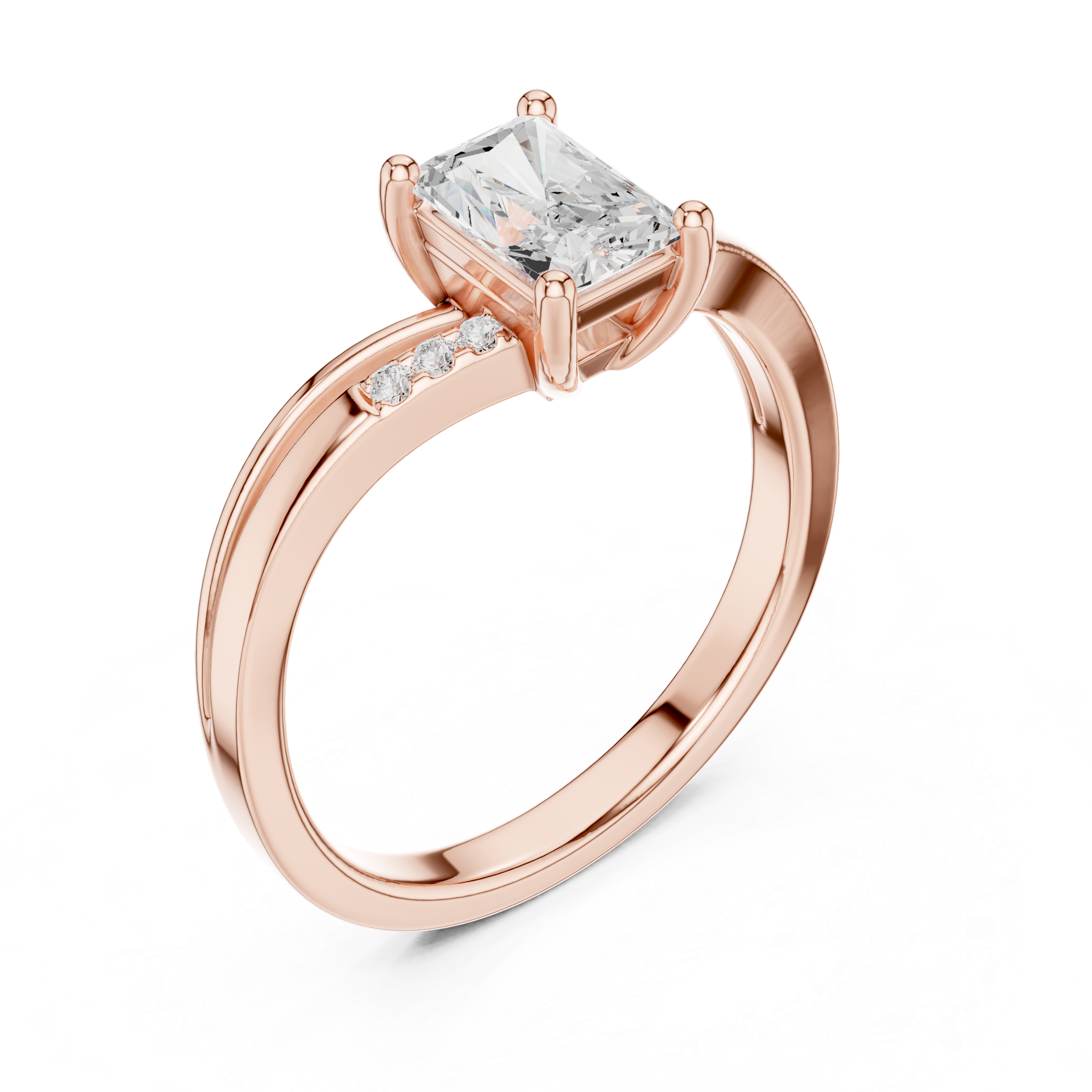 Radiant Diamond Split Shank Engagement Ring