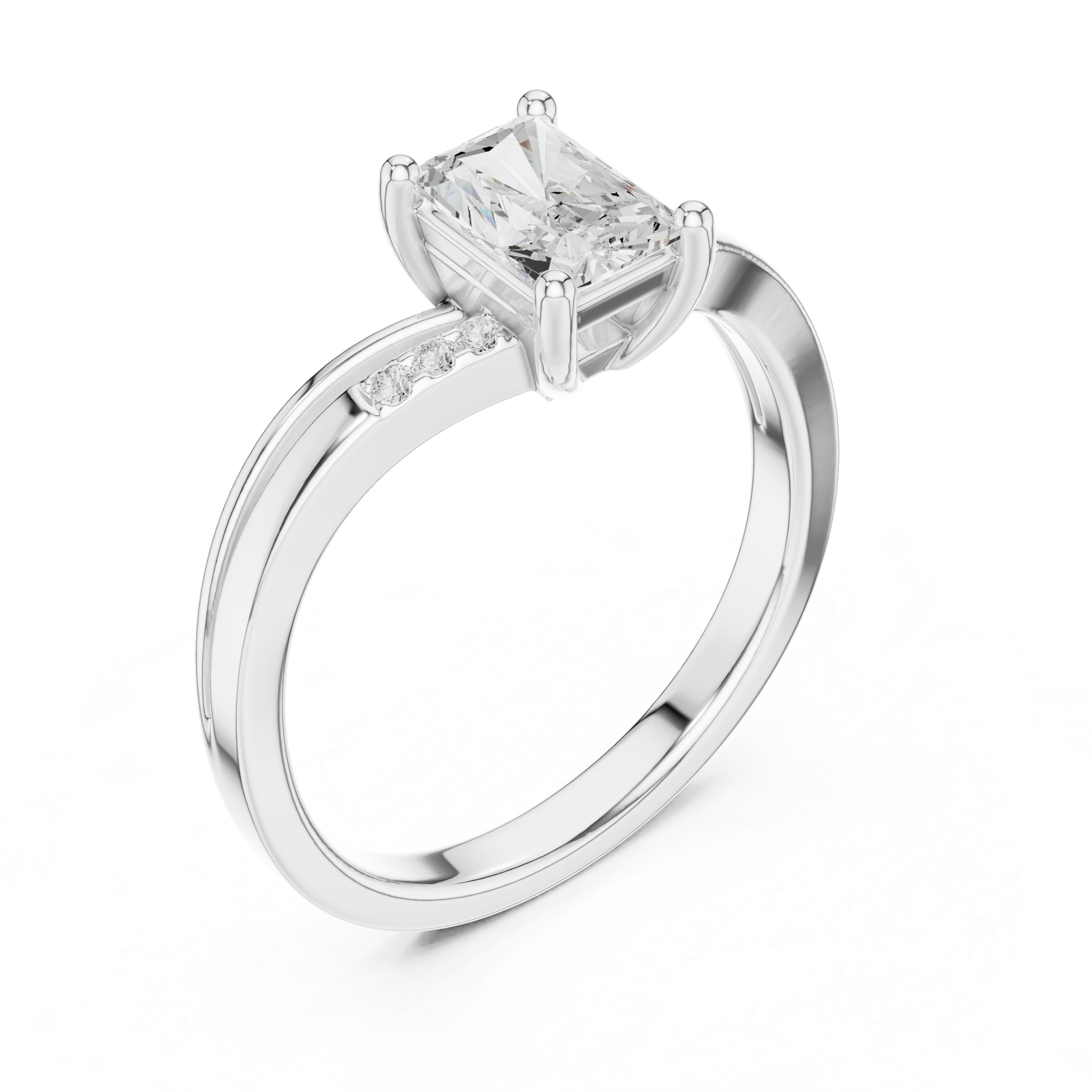 Radiant Diamond Split Shank Engagement Ring
