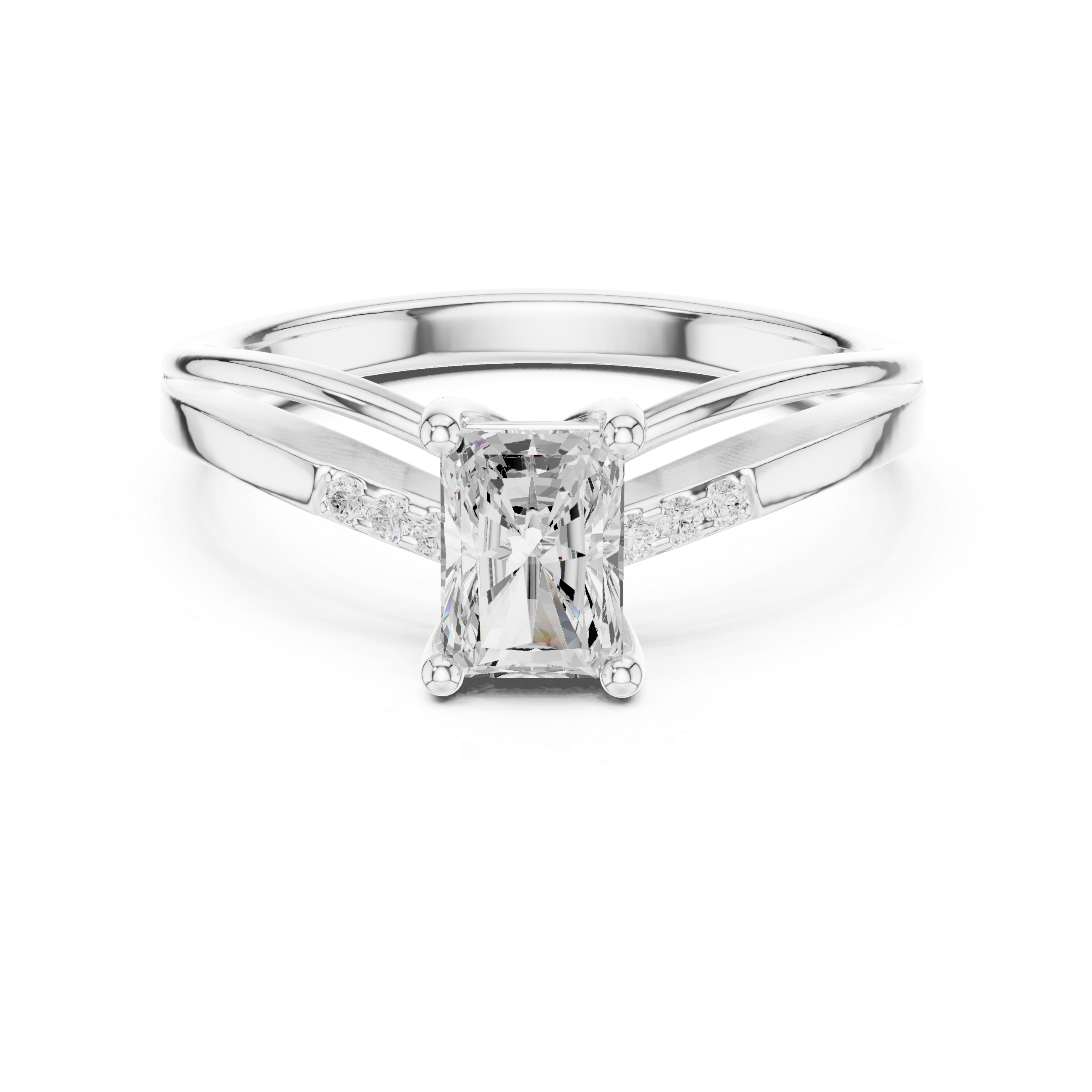 Radiant Diamond Split Shank Engagement Ring