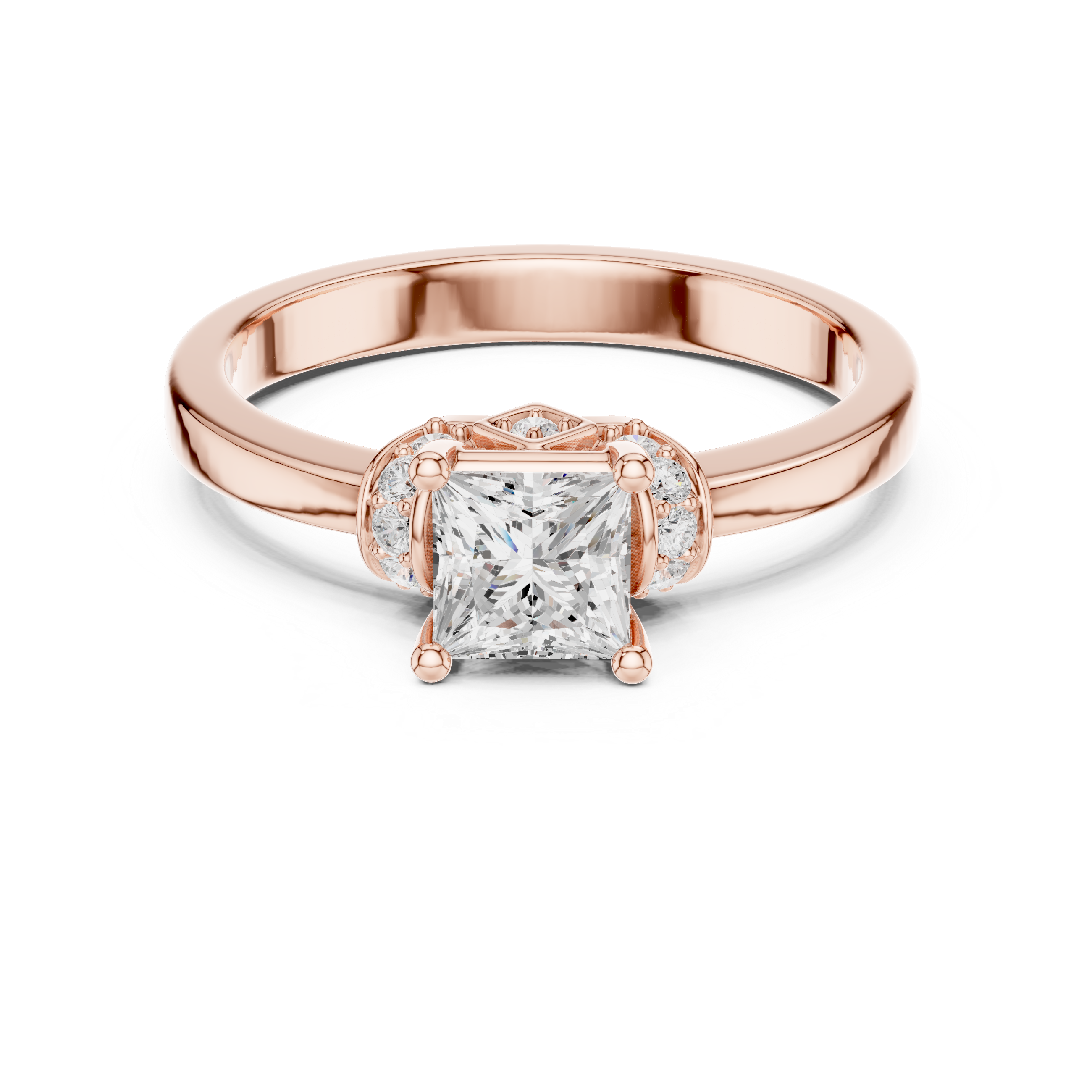 Vintage Princess Halo Diamond Engagement Ring