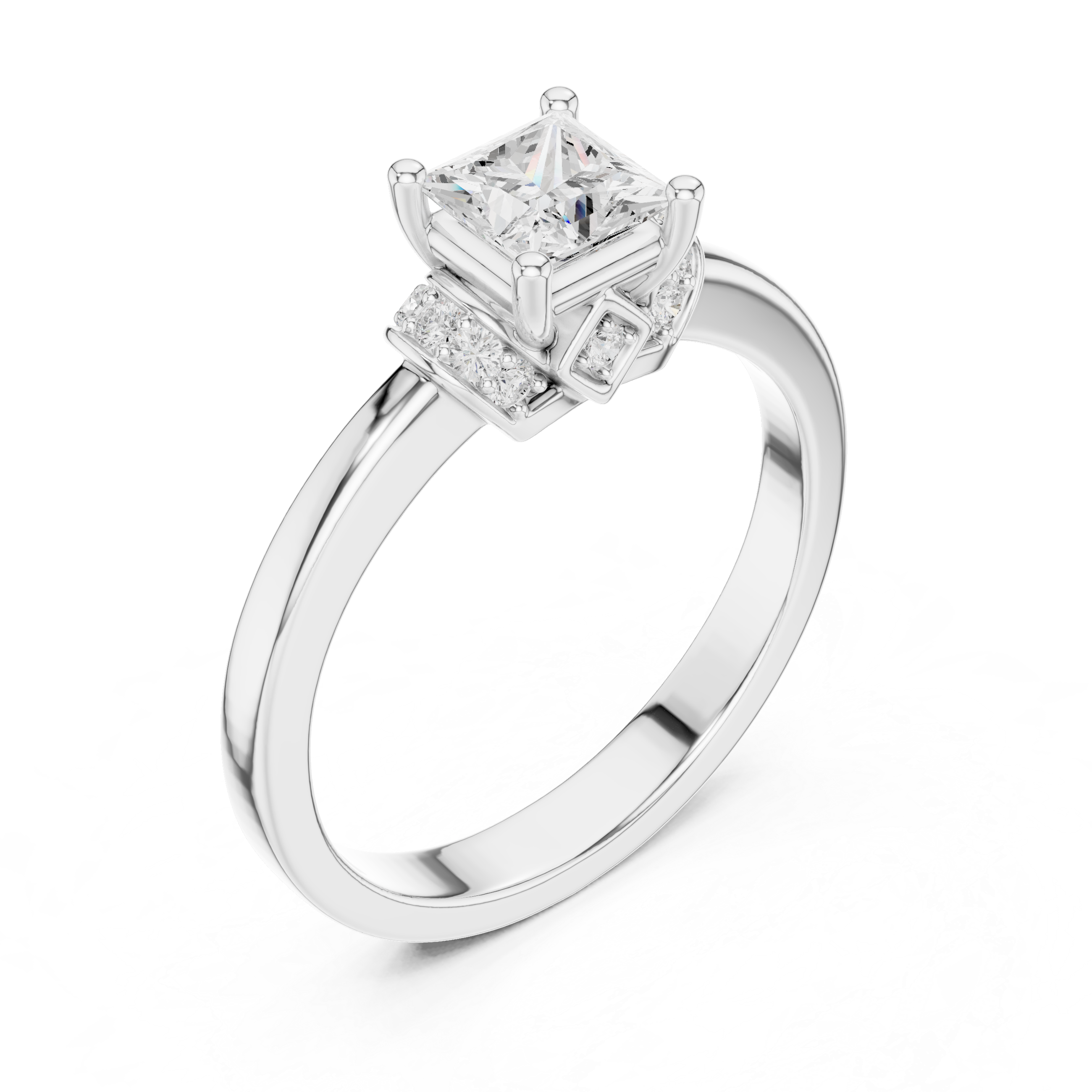 Vintage Princess Halo Diamond Engagement Ring