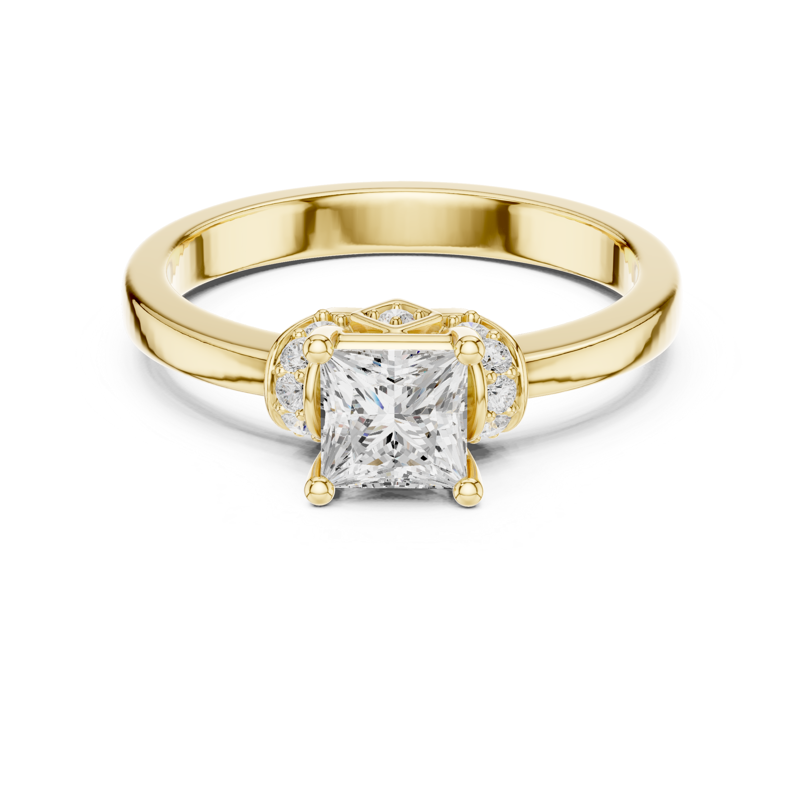 Vintage Princess Halo Diamond Engagement Ring