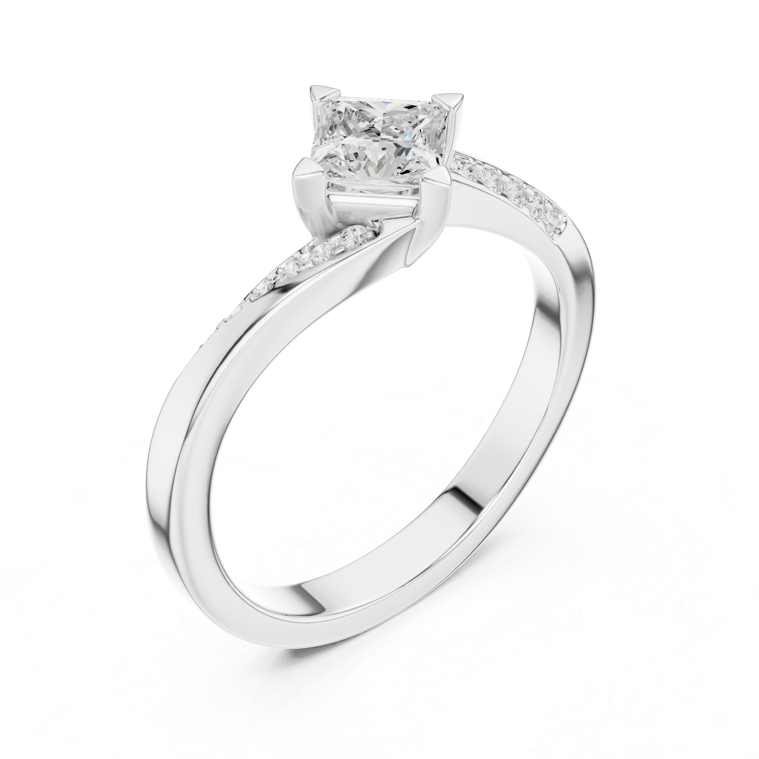 Twisted Princess Cut Diamond Engagement Ring