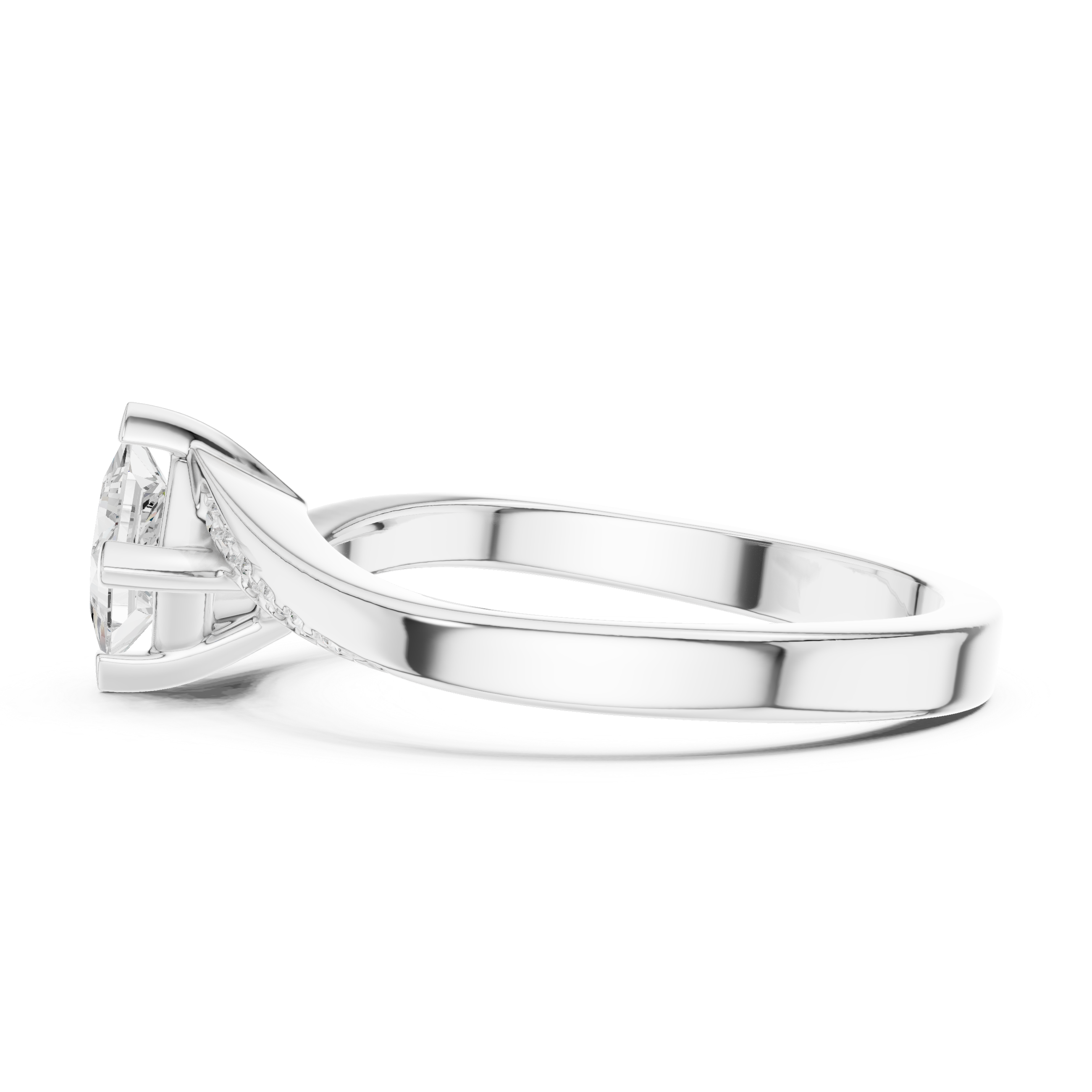 Twisted Princess Cut Diamond Engagement Ring