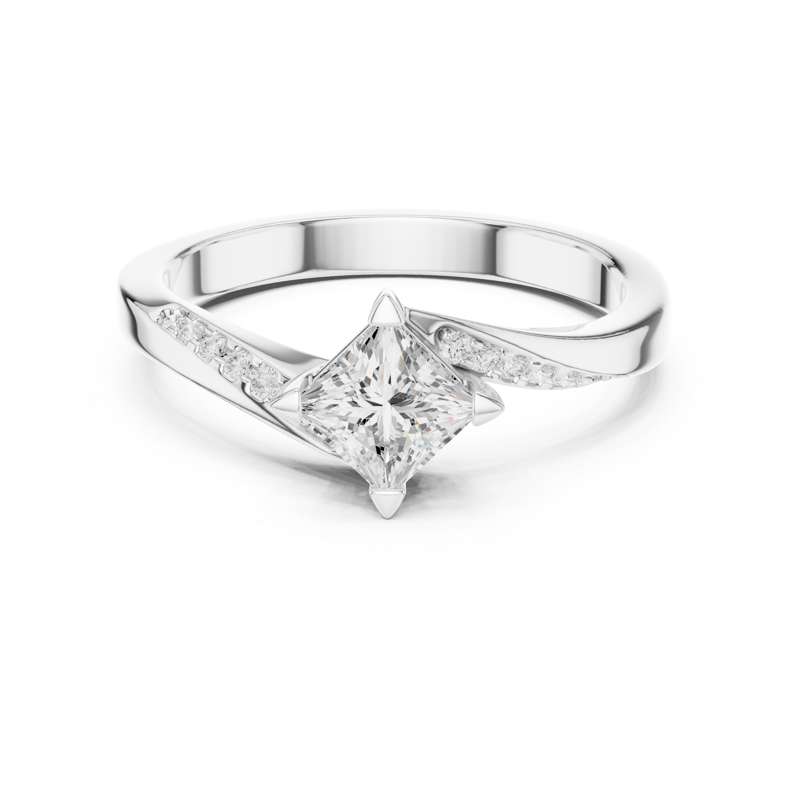 Twisted Princess Cut Diamond Engagement Ring