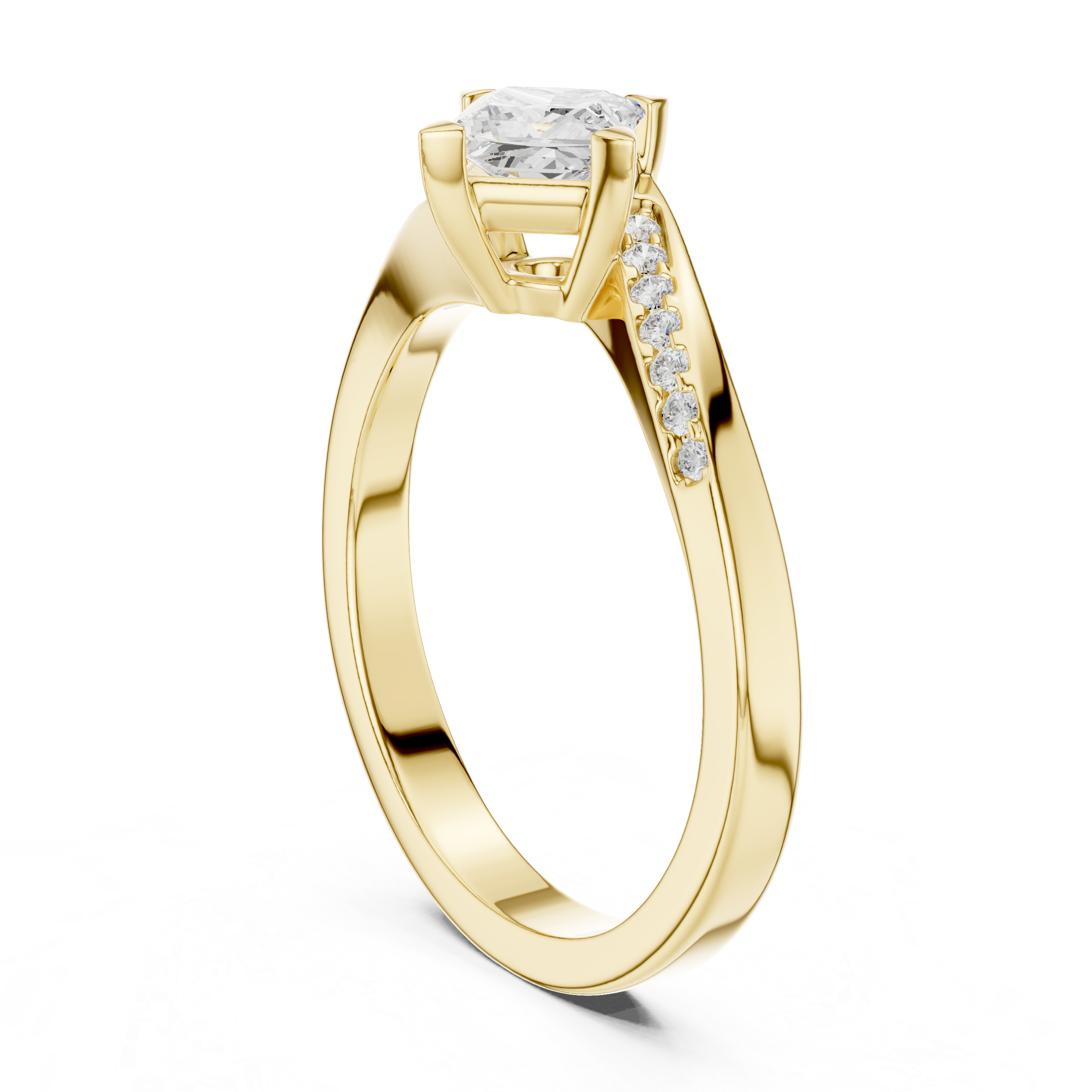 Twisted Princess Cut Diamond Engagement Ring