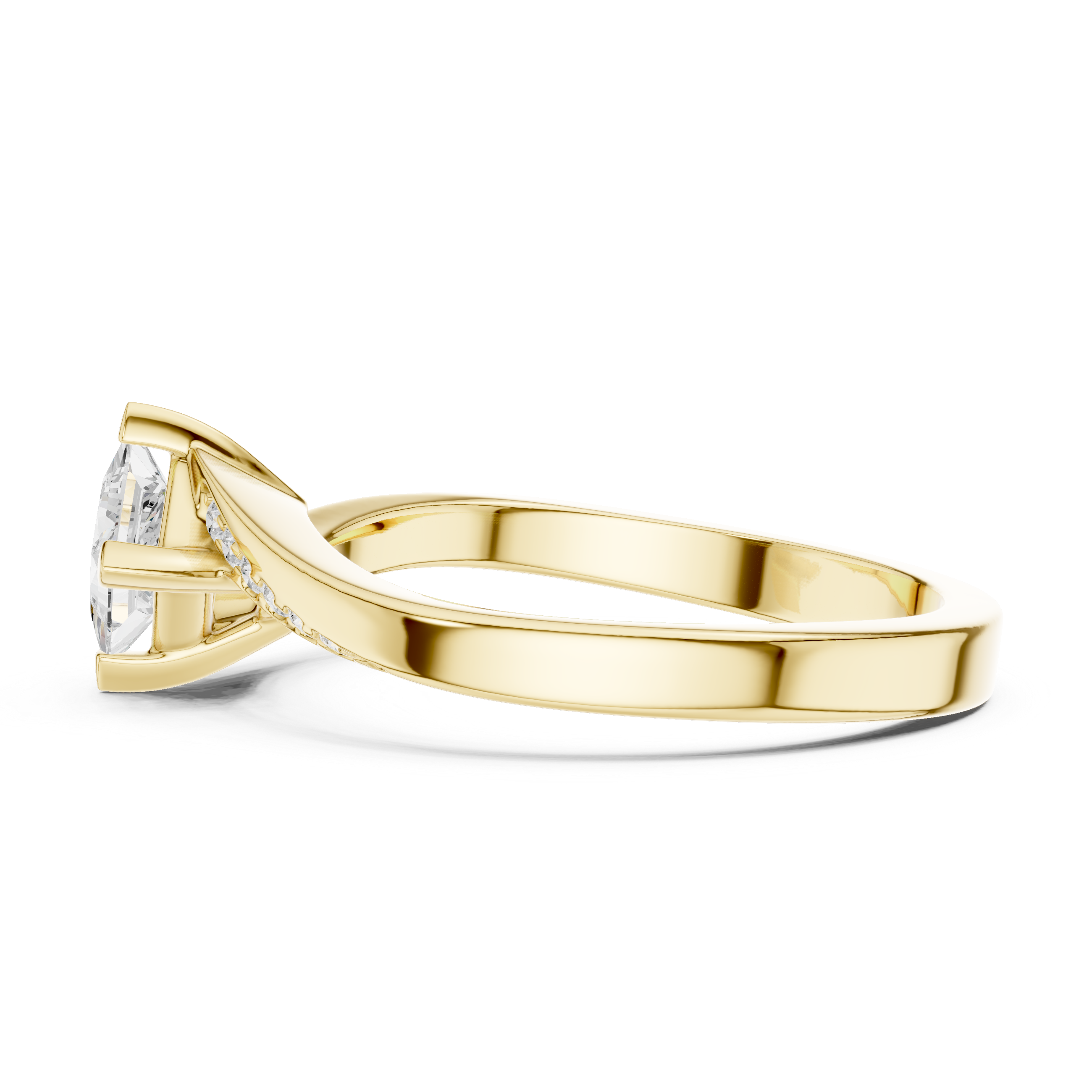 Twisted Princess Cut Diamond Engagement Ring