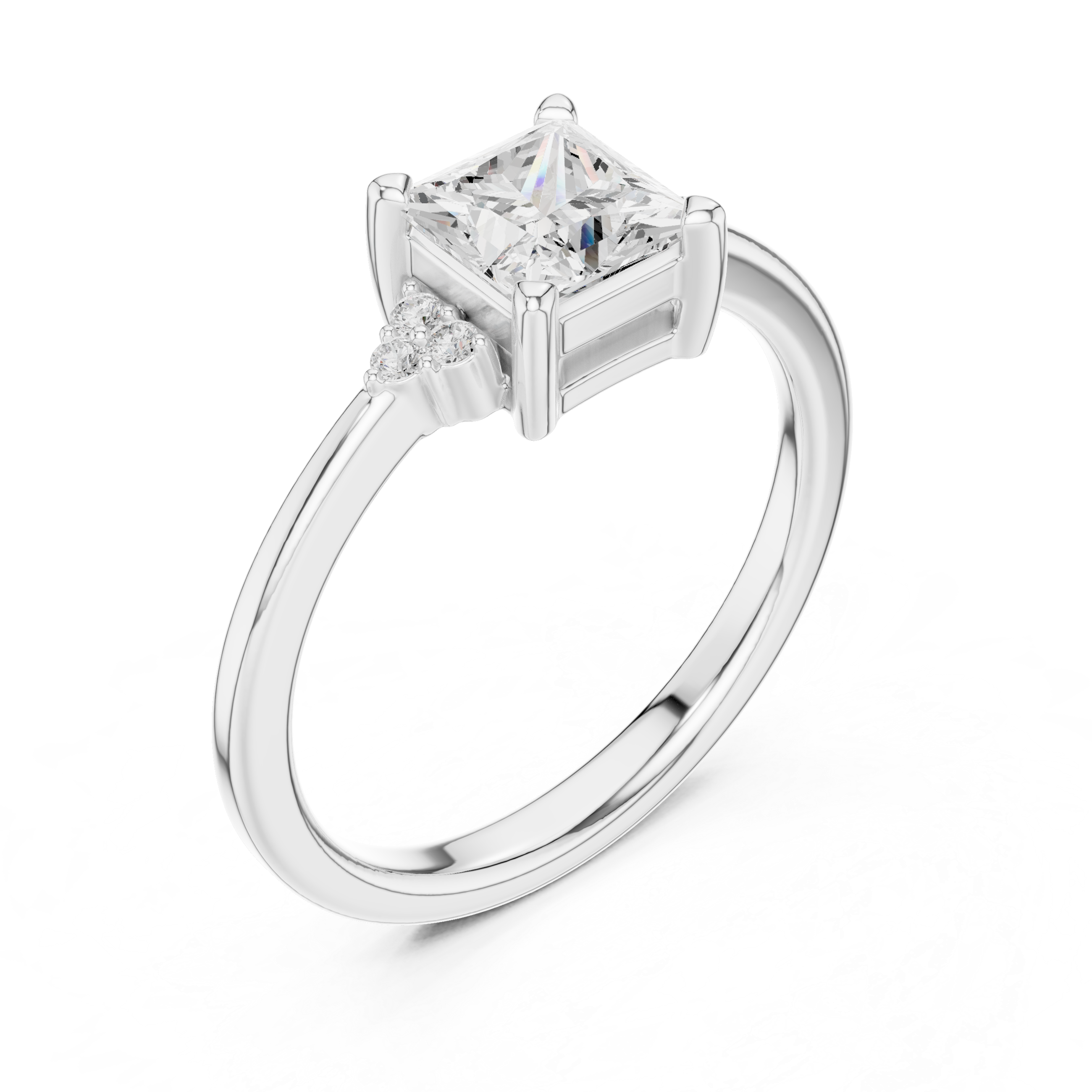 Princess Cut Three Stone Engagement Ring