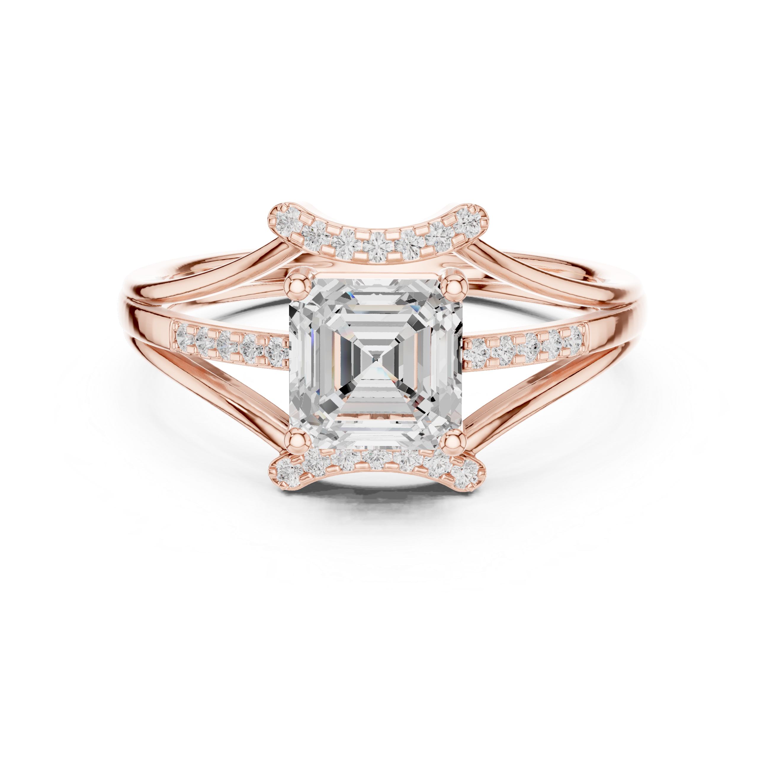 Split Shank Emerald Cut Diamond Engagement Ring