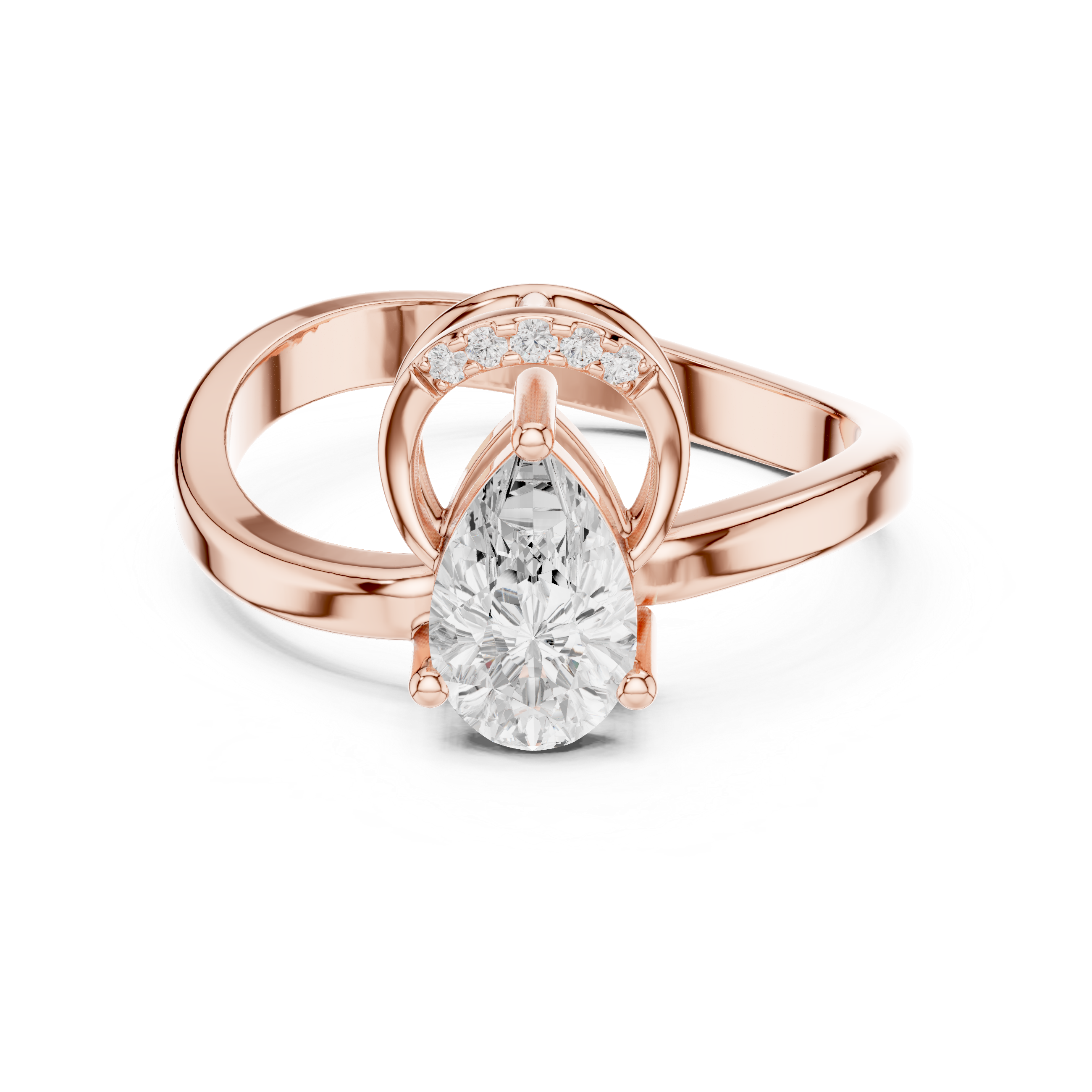 Modern Halo Pear Diamond Engagement Ring