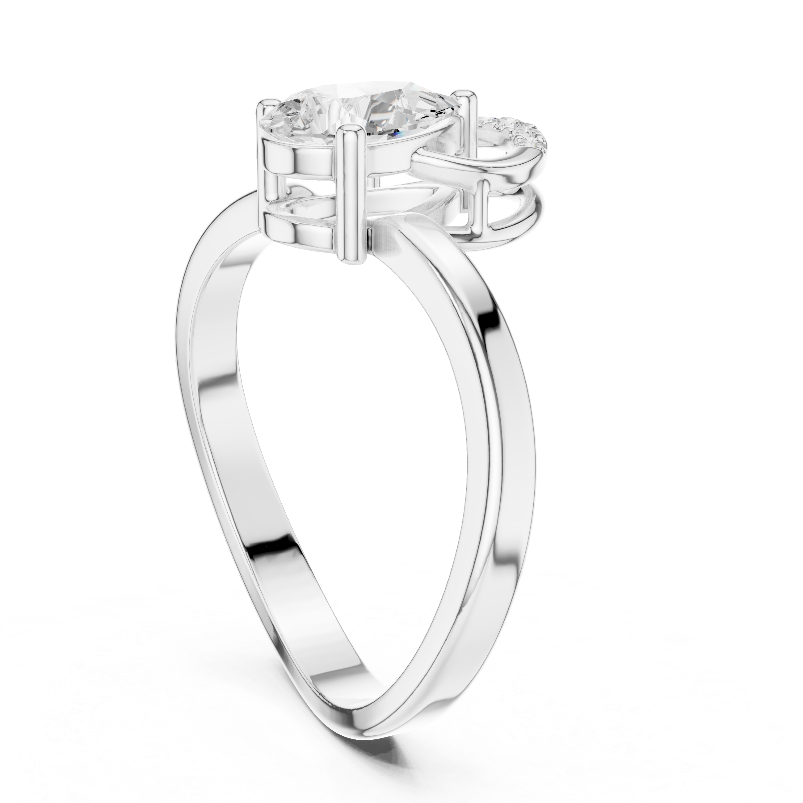 Modern Halo Pear Diamond Engagement Ring