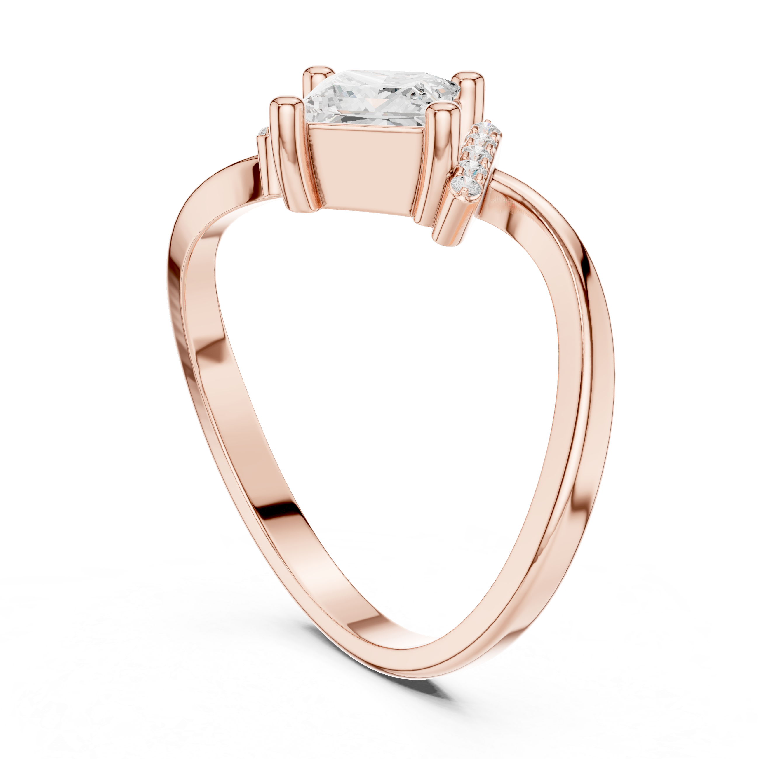 Modern Bypass Princess Diamond Ring