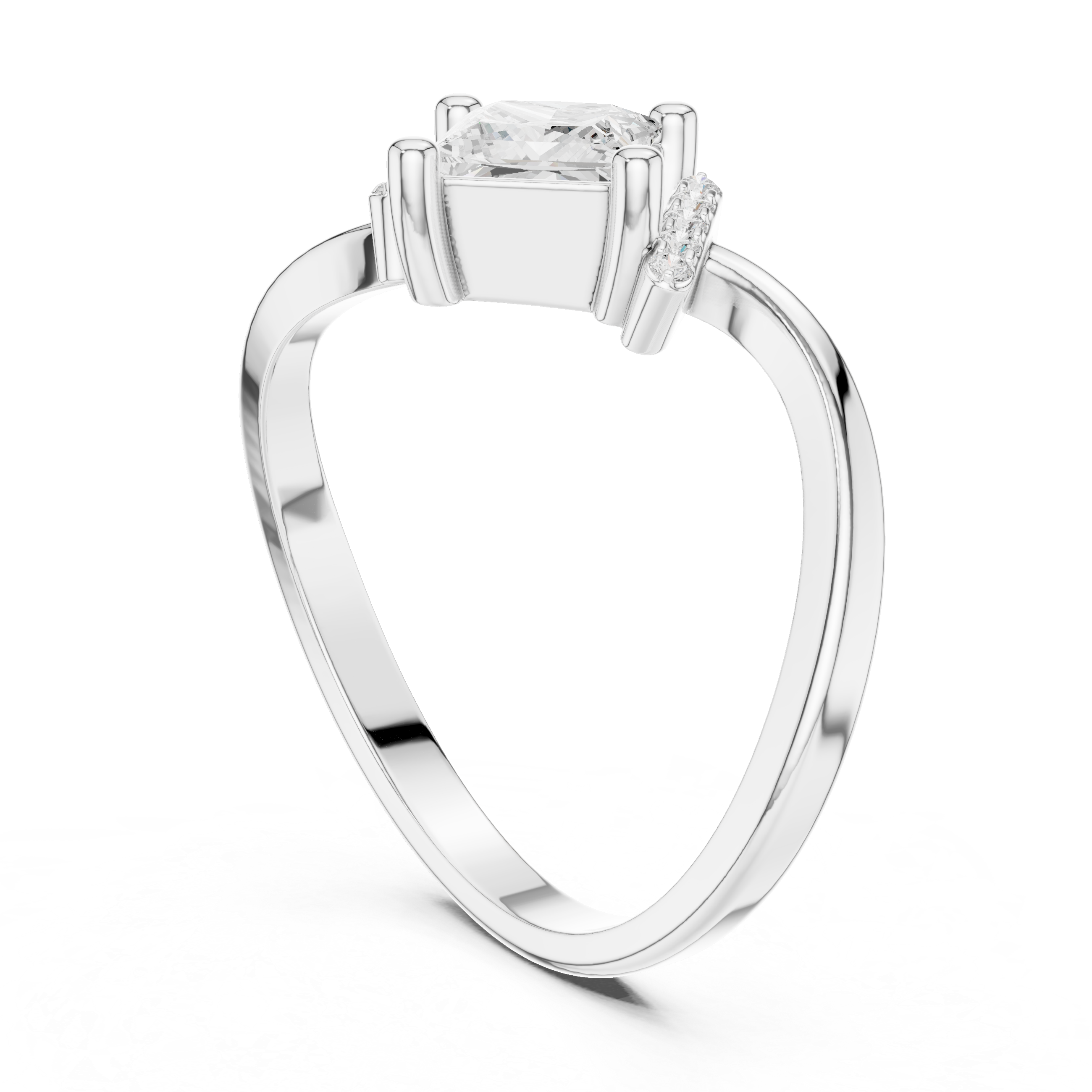 Modern Bypass Princess Diamond Ring