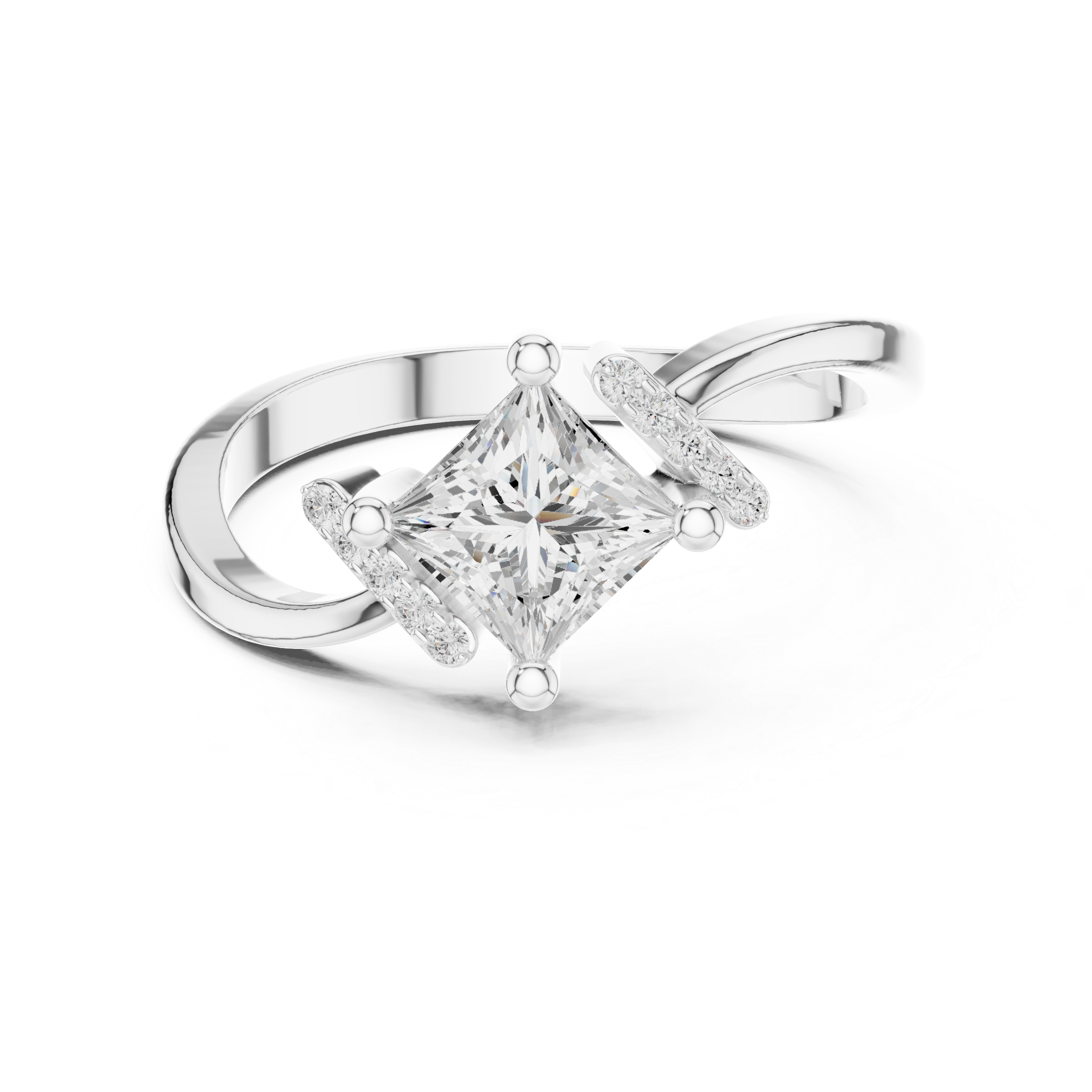 Modern Bypass Princess Diamond Ring