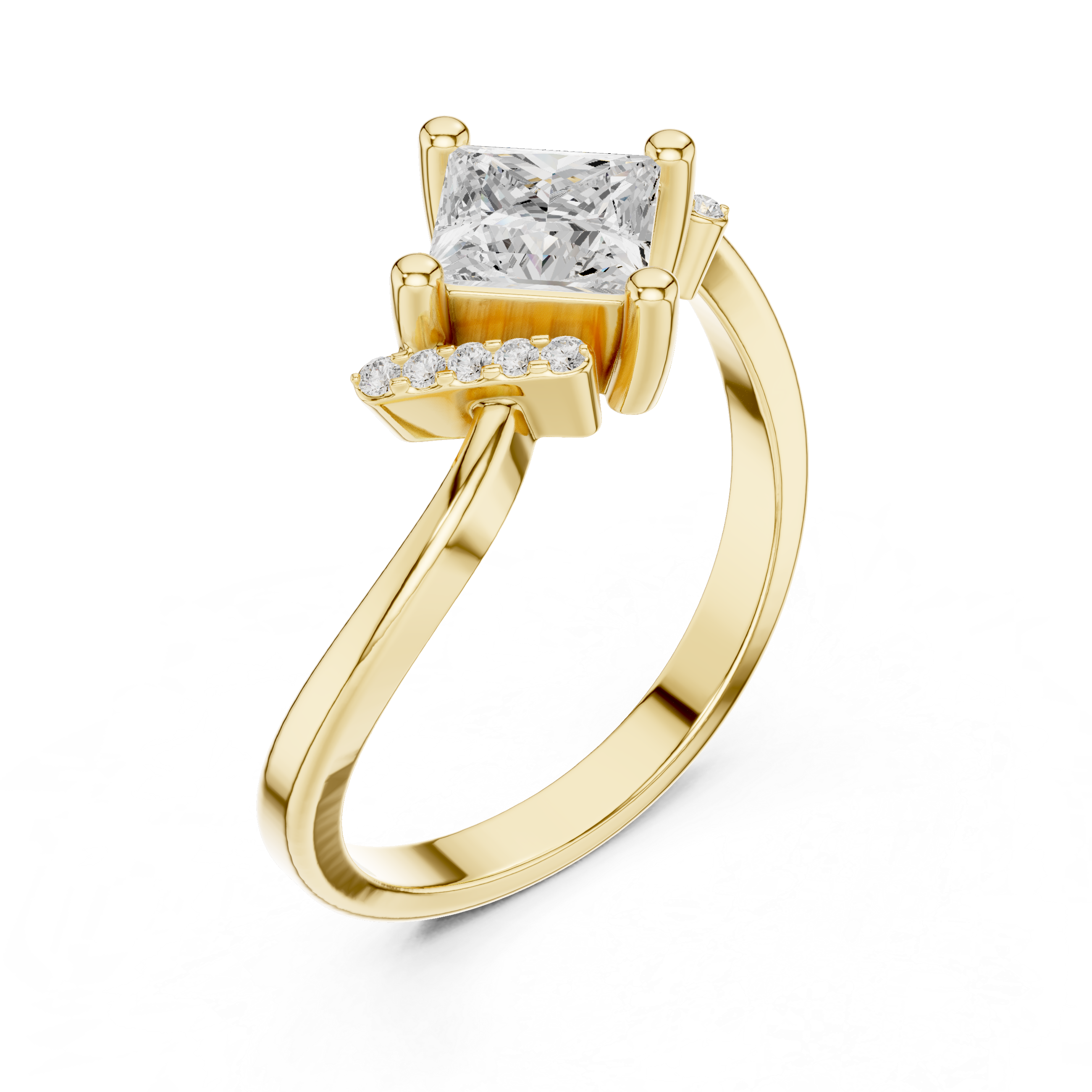 Modern Bypass Princess Diamond Ring