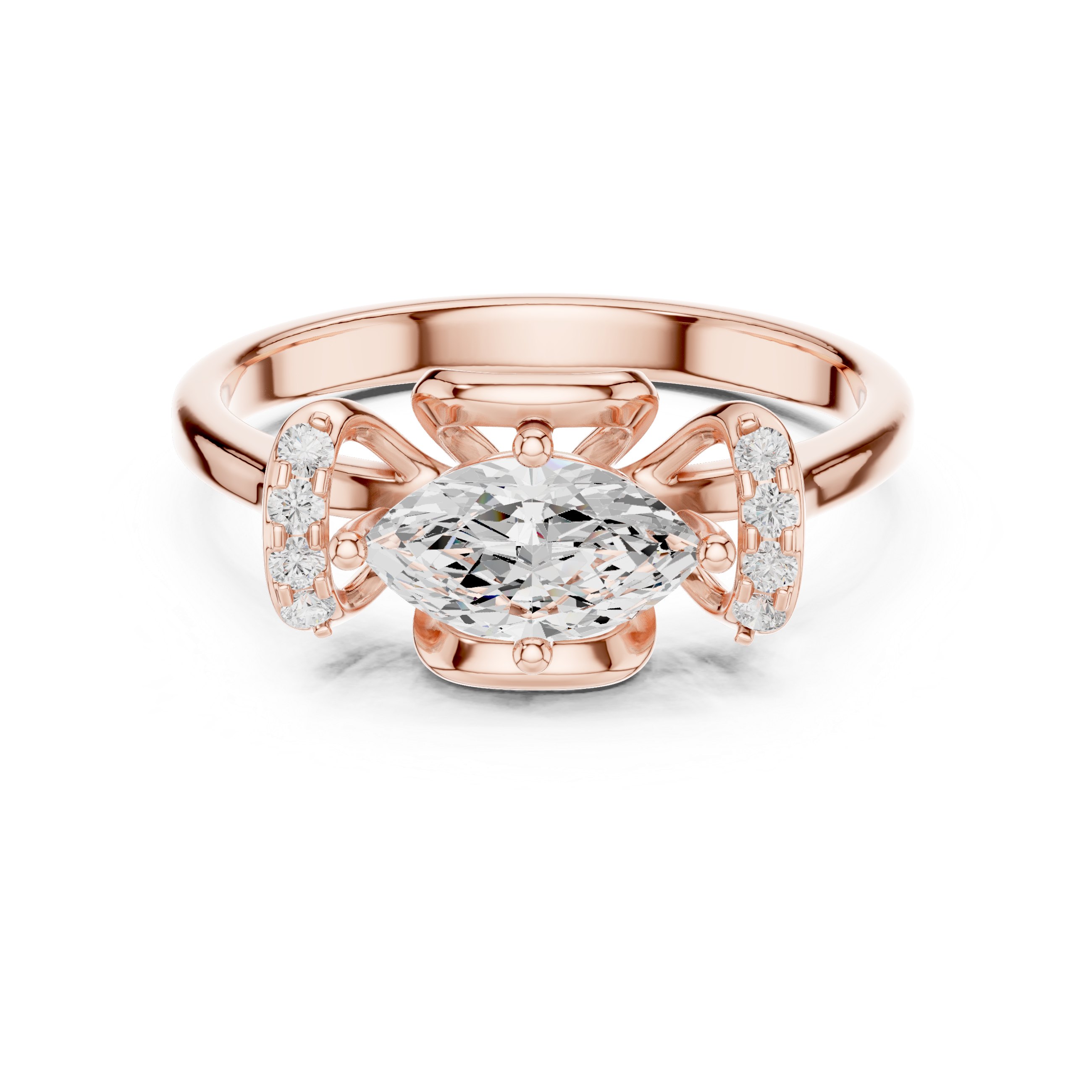 Marquise Diamond Bow Engagement Ring