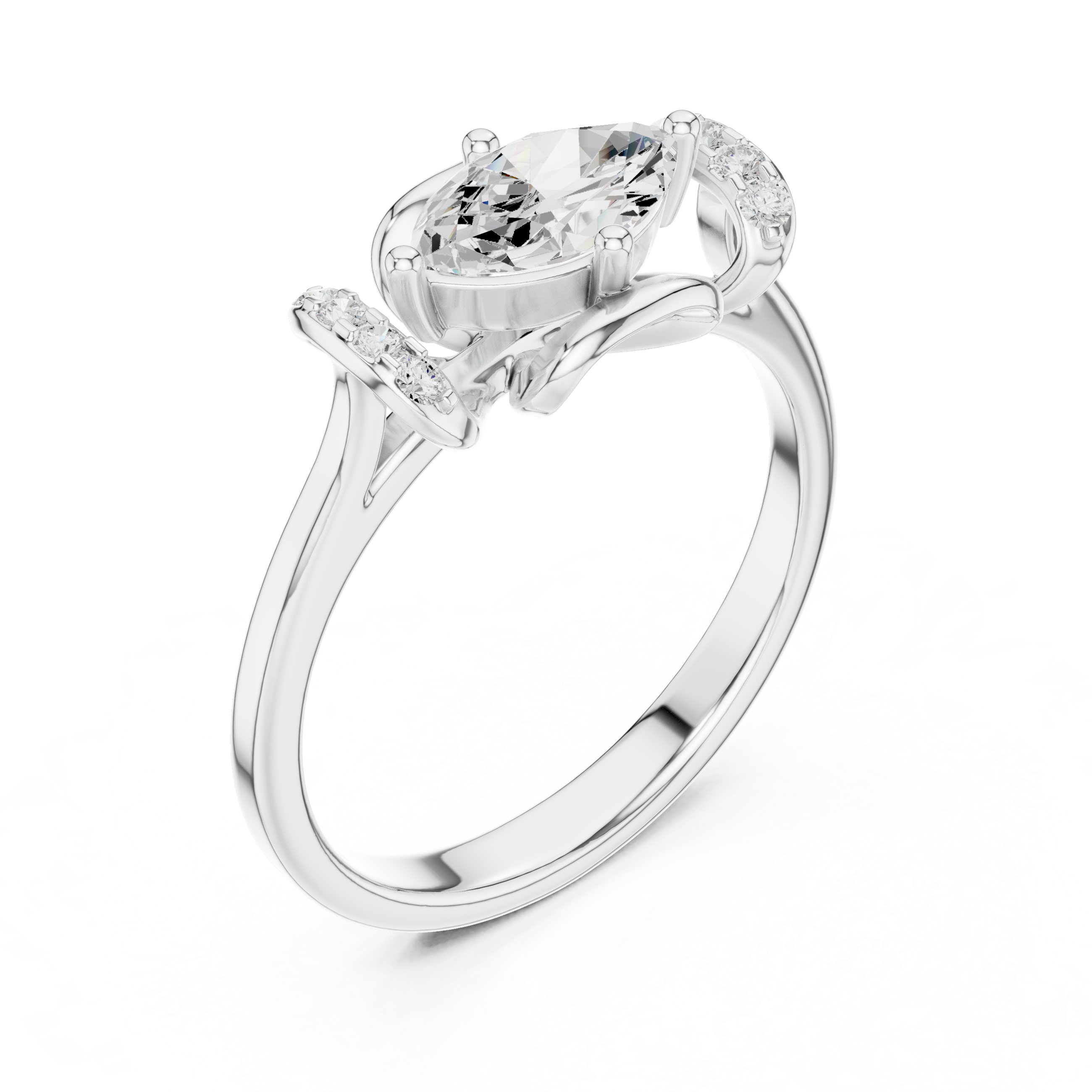 Marquise Diamond Bow Engagement Ring