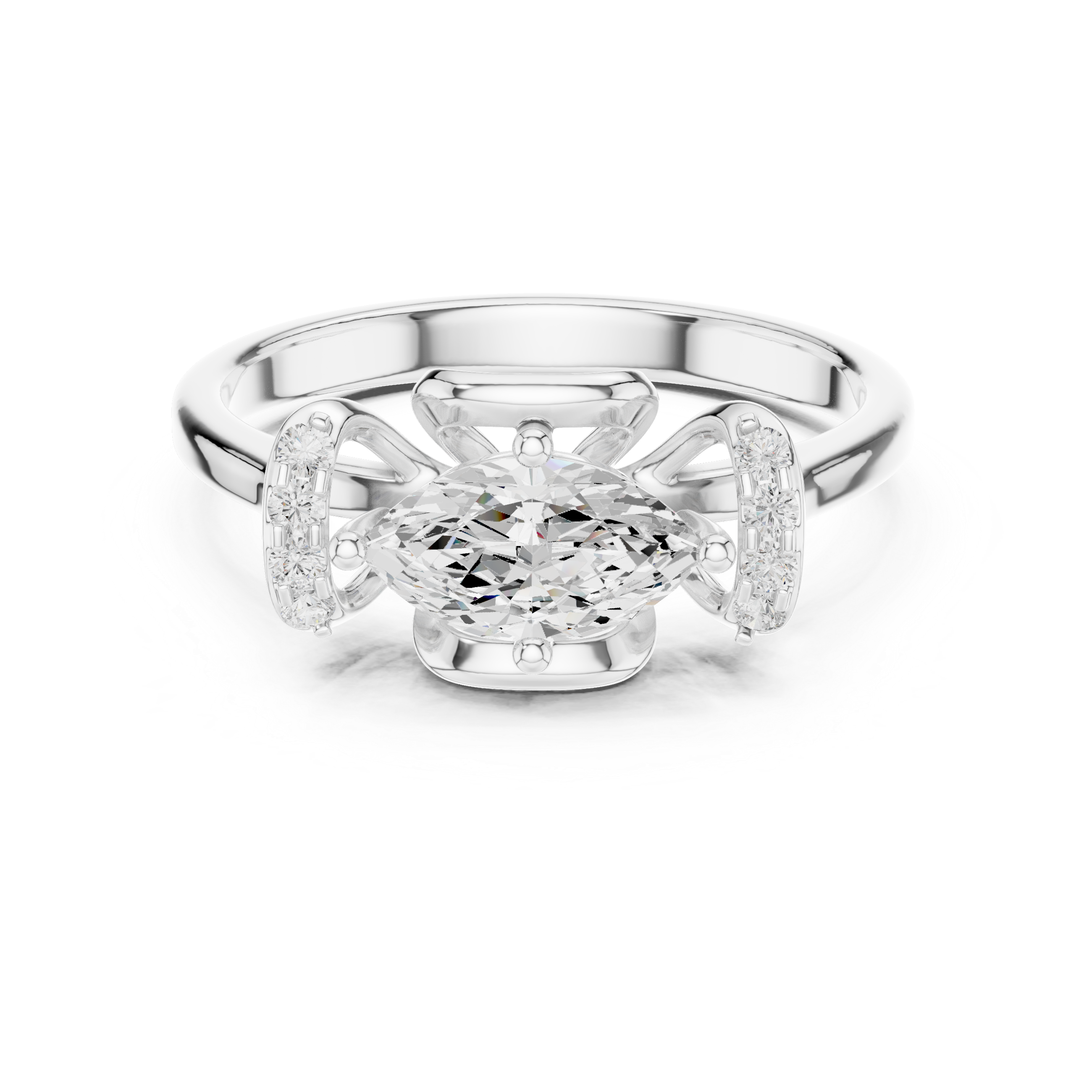 Marquise Diamond Bow Engagement Ring