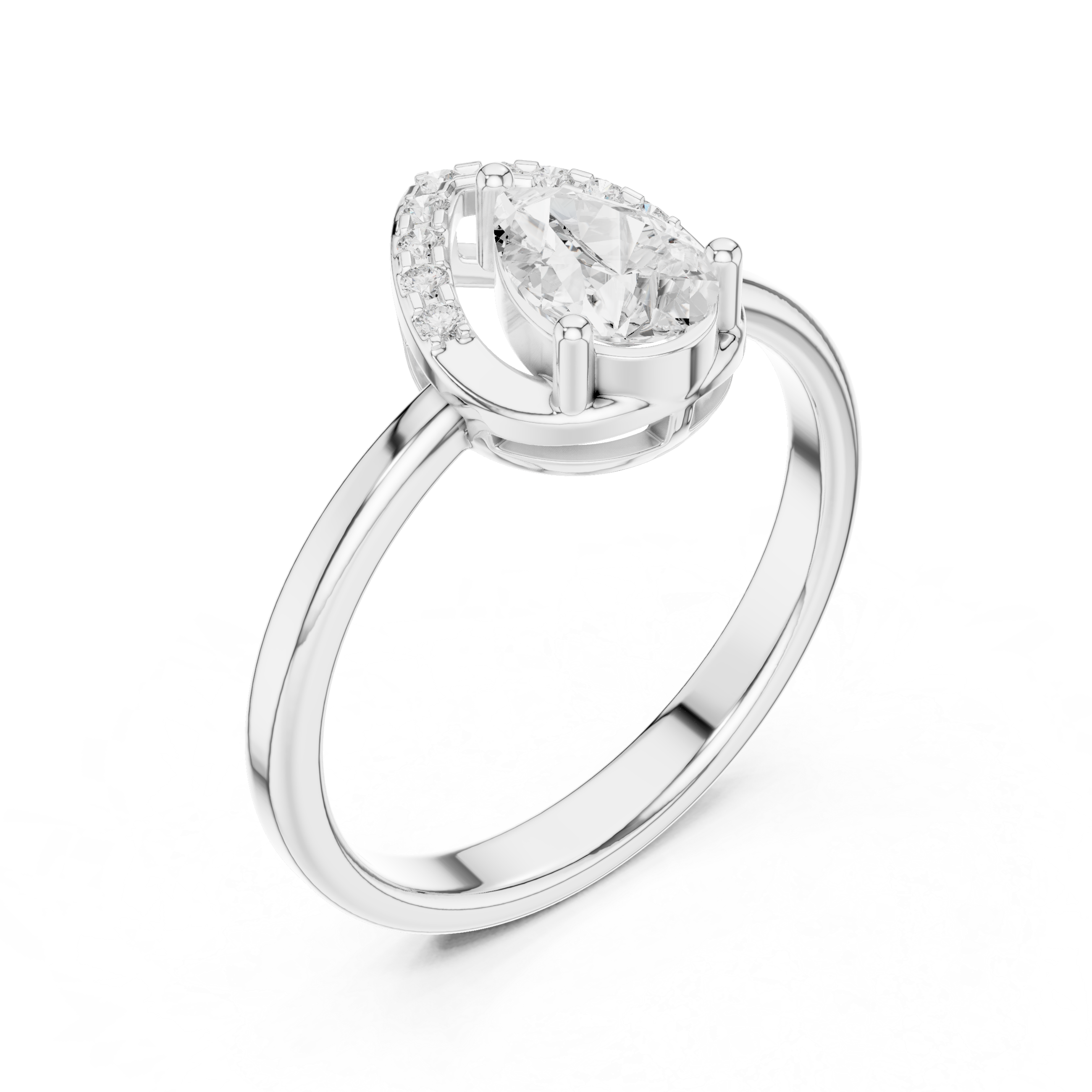 Pear Halo Diamond Engagement Ring