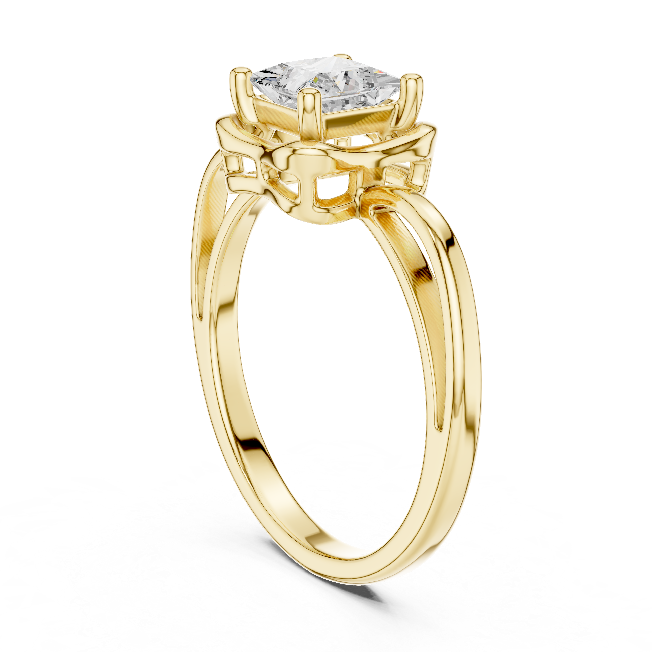 Scalloped Princess Diamond Solitaire Ring