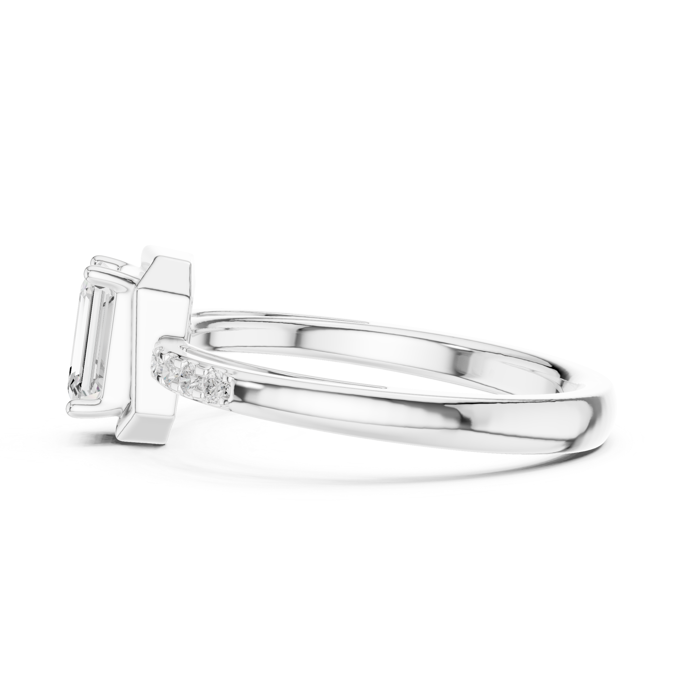 Emerald Cut Bezel Diamond Engagement Ring
