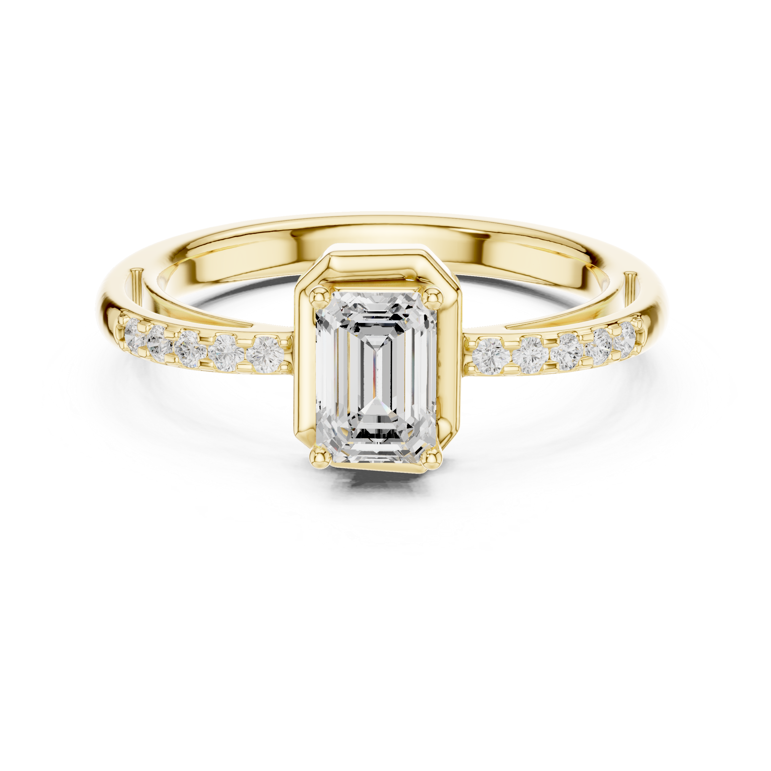 Emerald Cut Bezel Diamond Engagement Ring