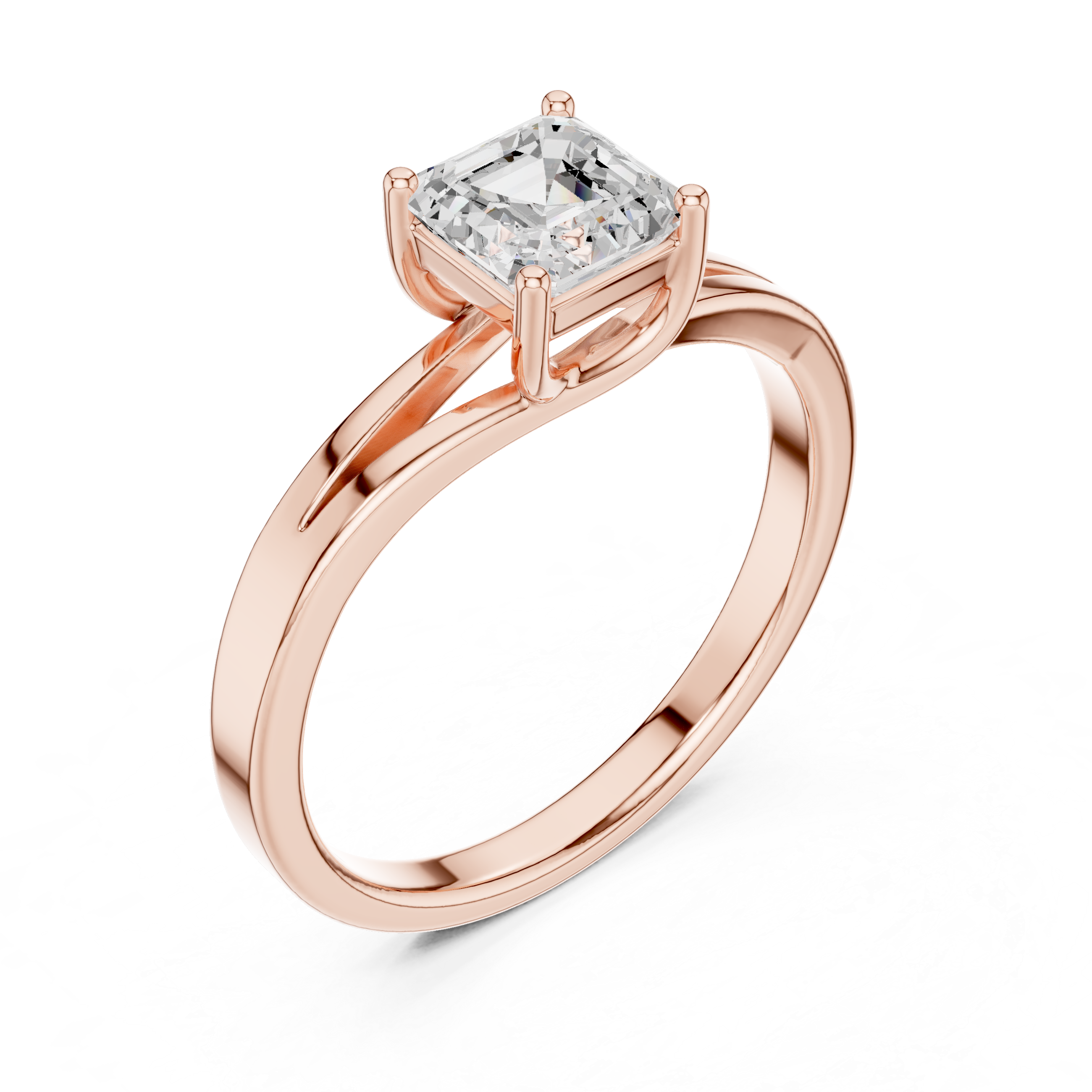 Emerald Cut Diamond Solitaire Engagement Ring
