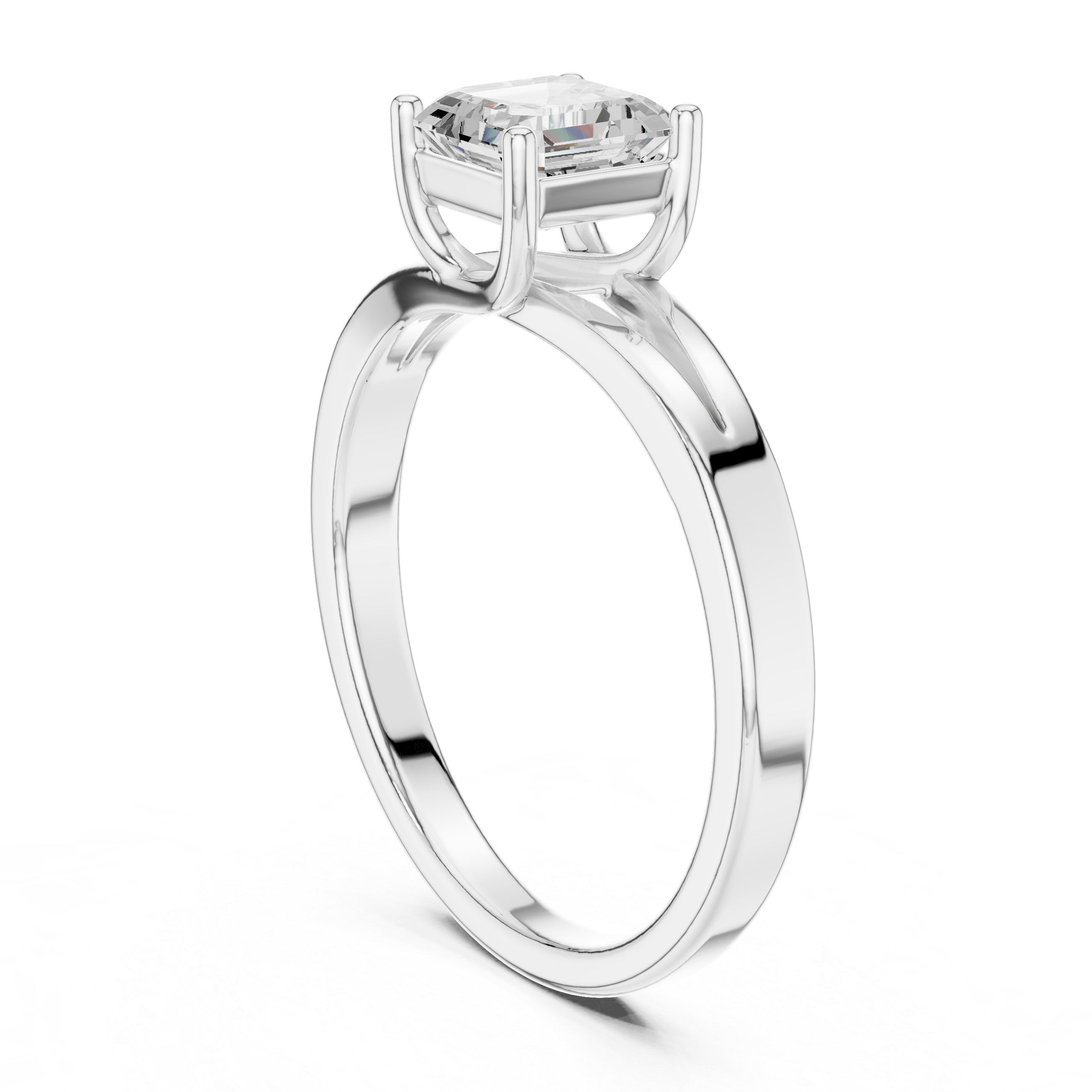 Emerald Cut Diamond Solitaire Engagement Ring
