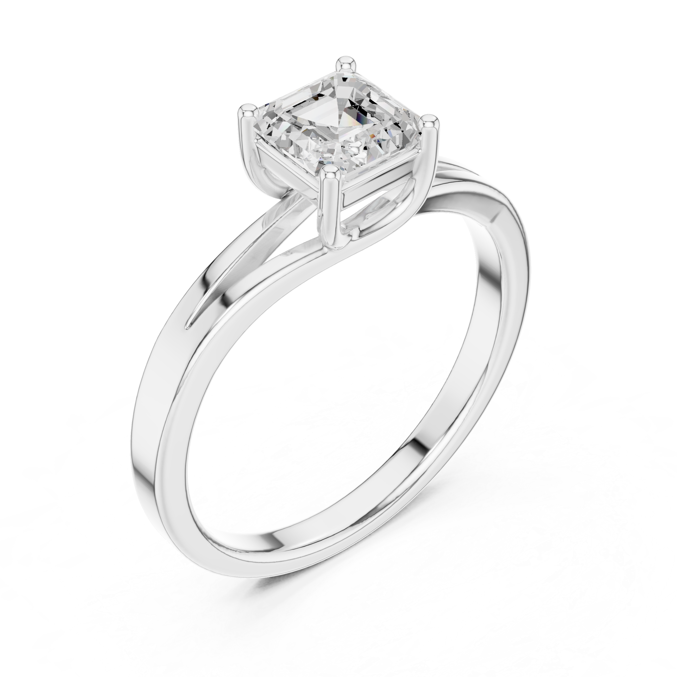 Emerald Cut Diamond Solitaire Engagement Ring