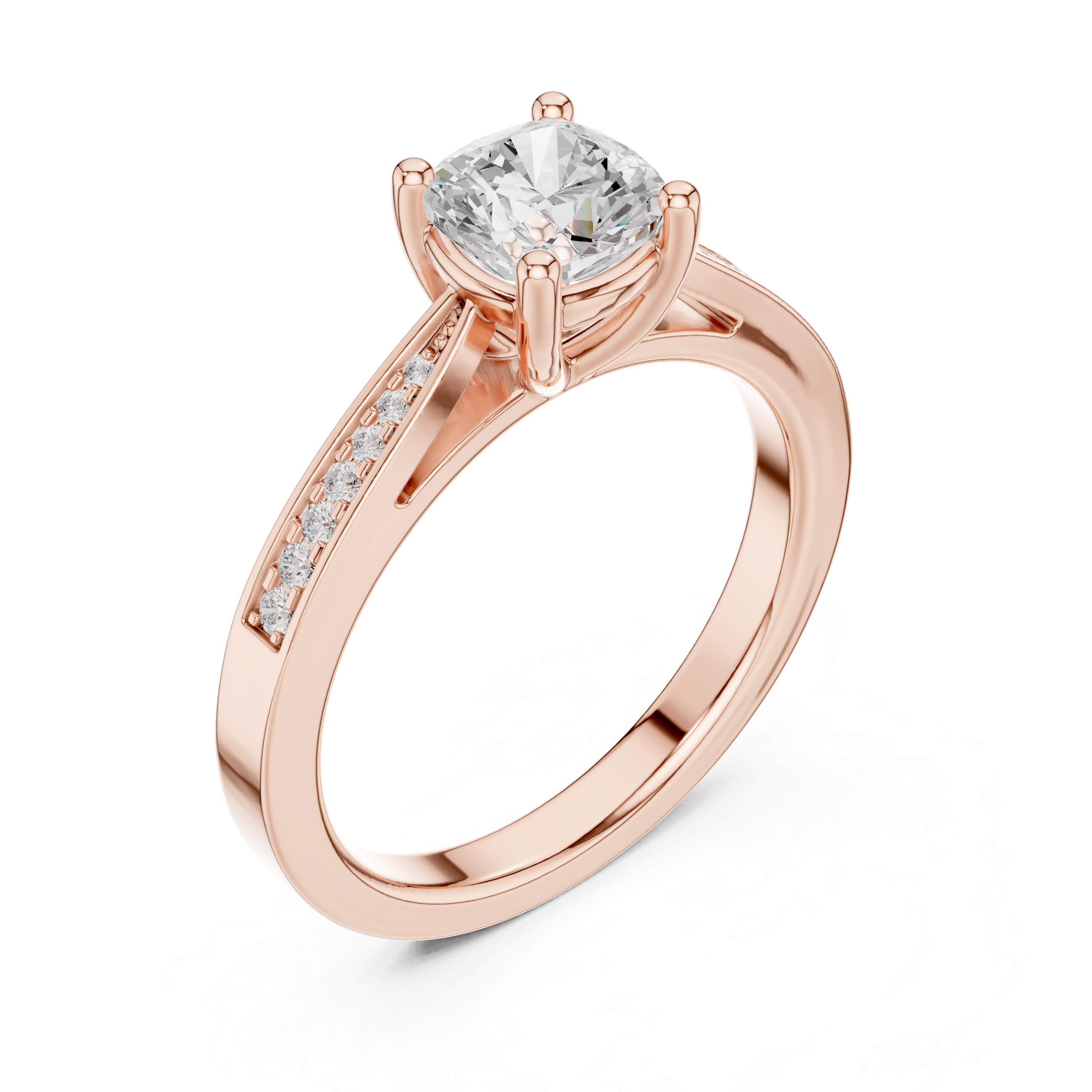 Cushion Cut Diamond Pavé Engagement Ring