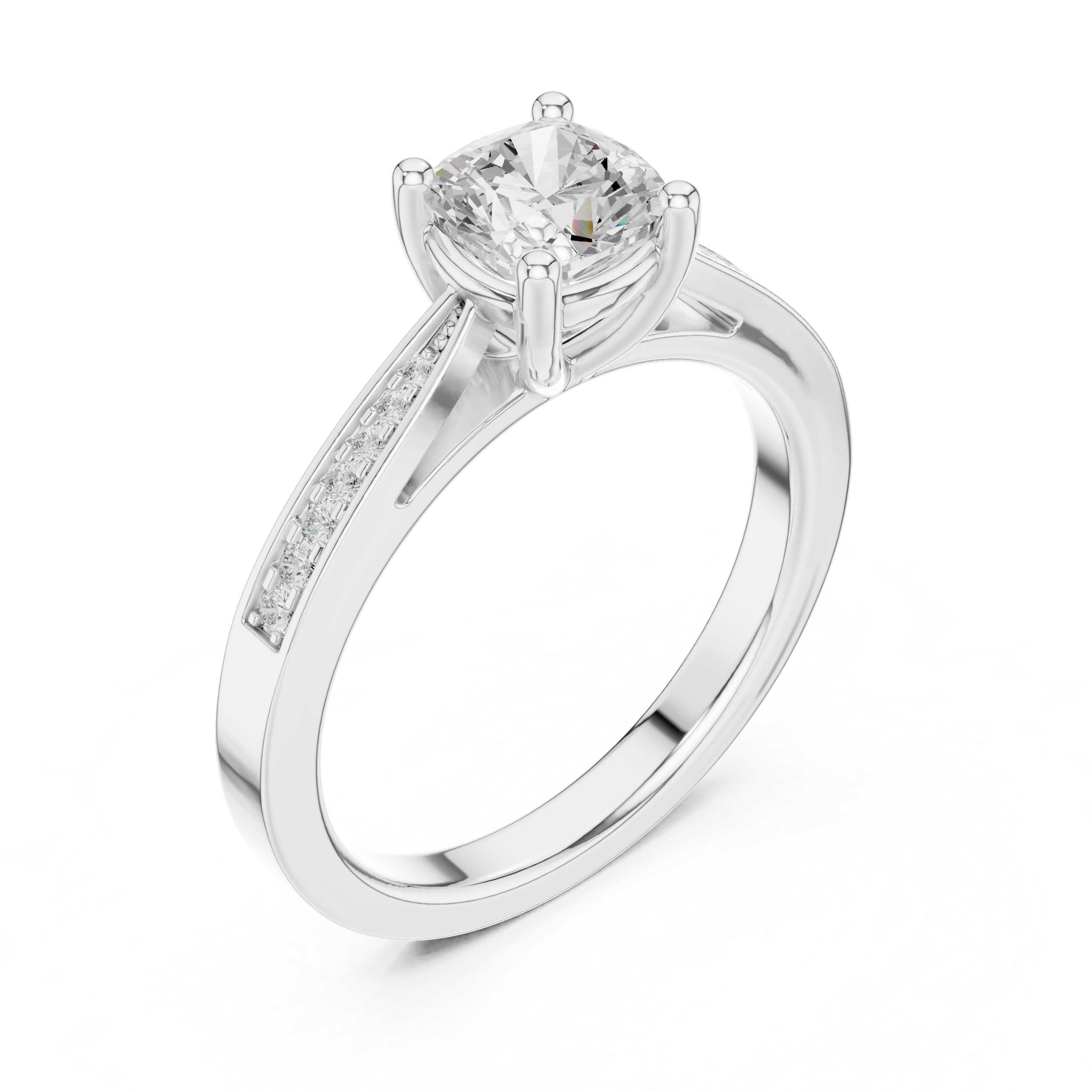 Cushion Cut Diamond Pavé Engagement Ring