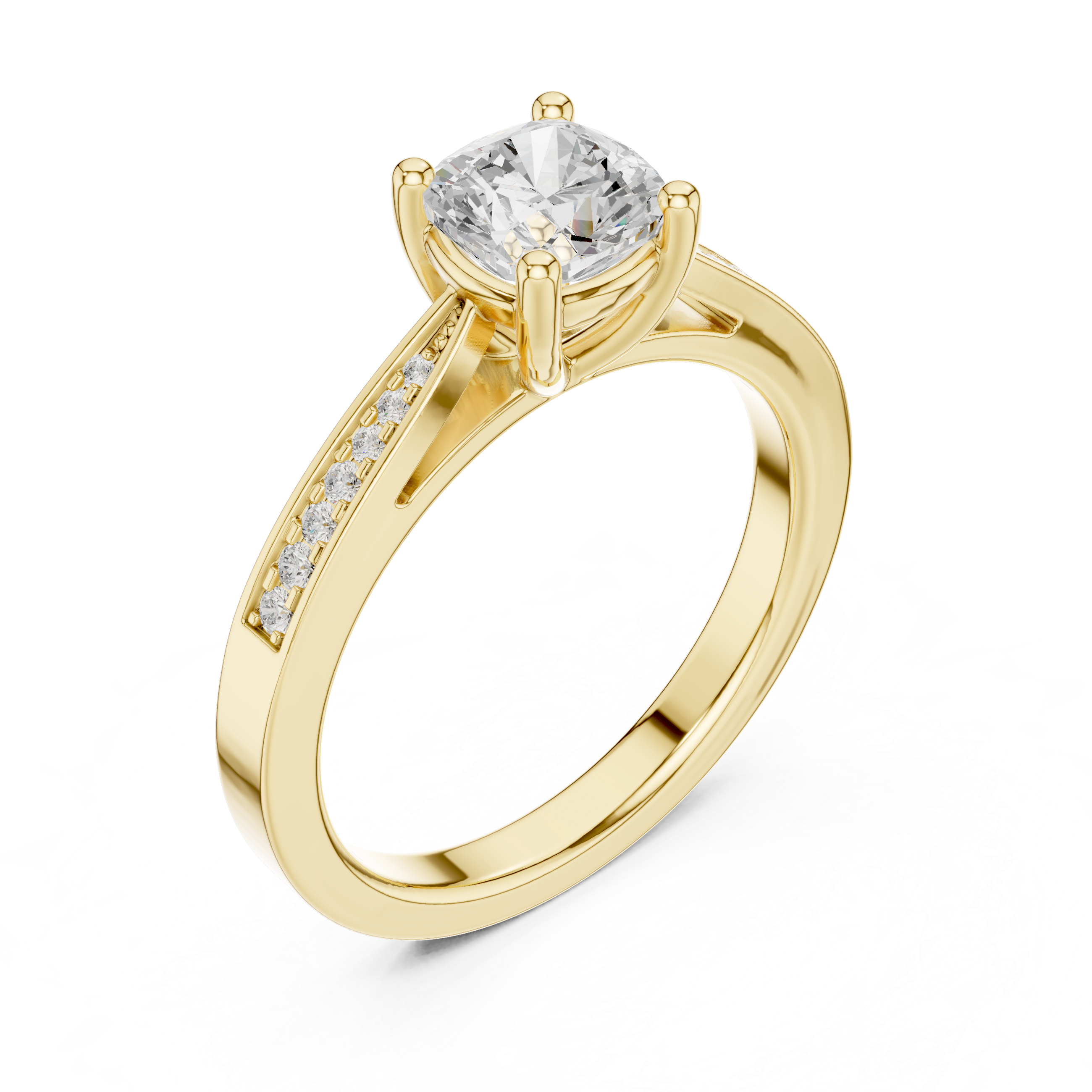 Cushion Cut Diamond Pavé Engagement Ring