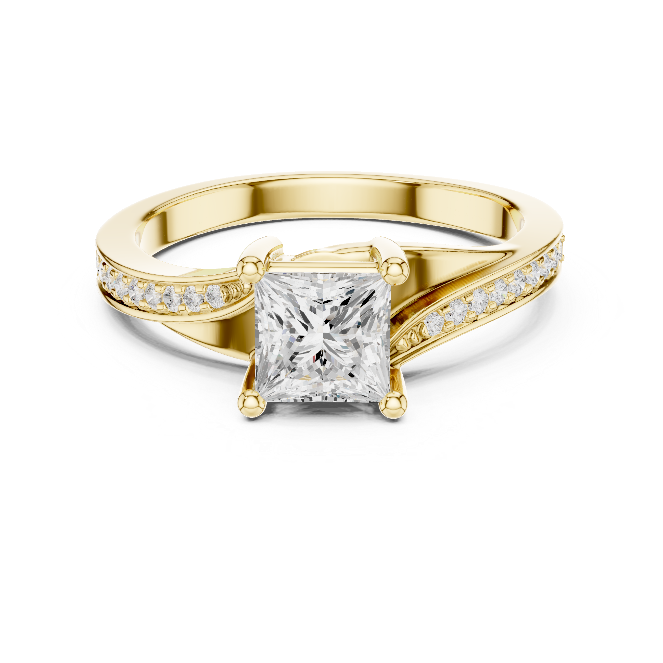 Princess Cut Diamond Split Shank Engagement Ring