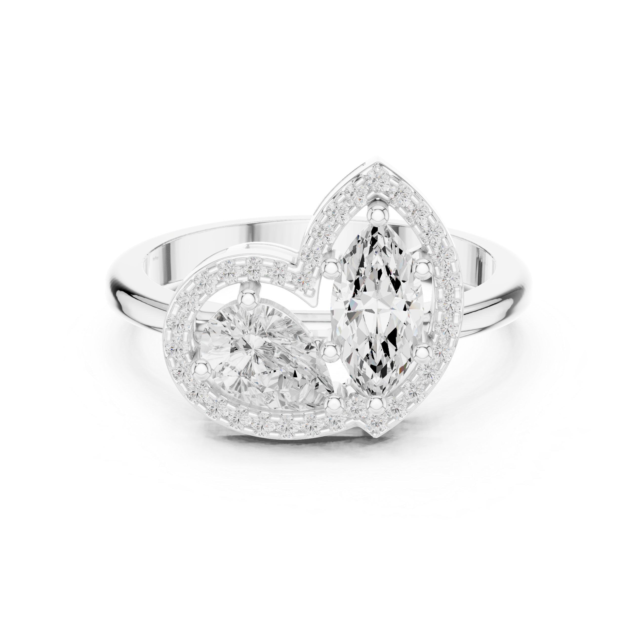 Halo Toi et Moi Pear & Marquise Ring