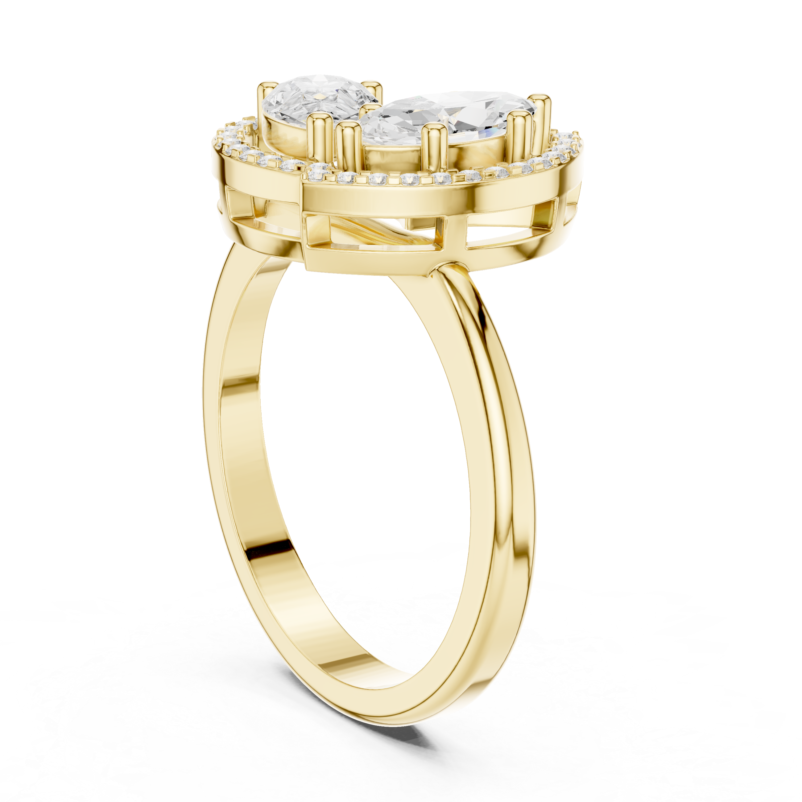 Halo Toi et Moi Pear & Marquise Ring