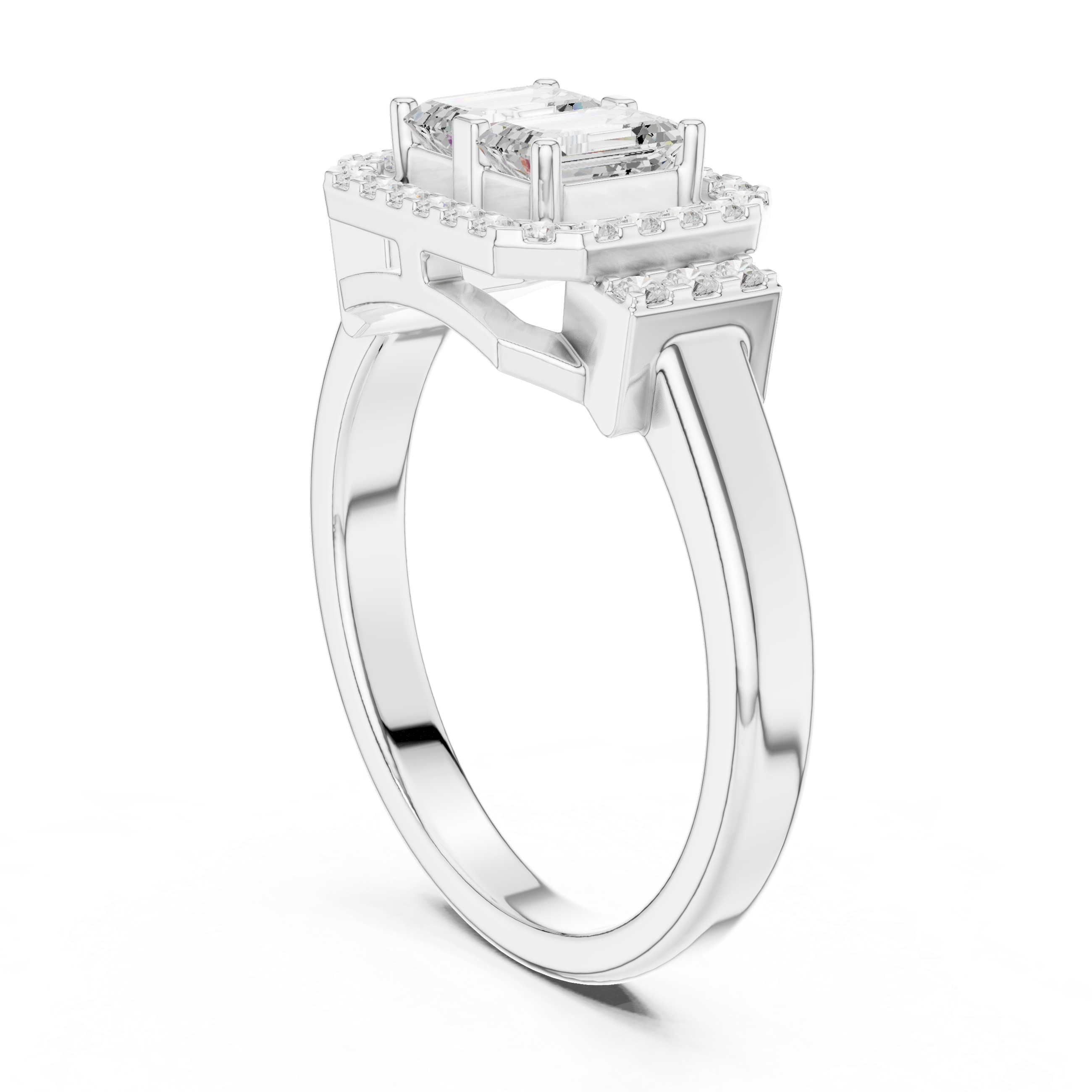 Emerald Double Stone Halo Ring 0.76 CT