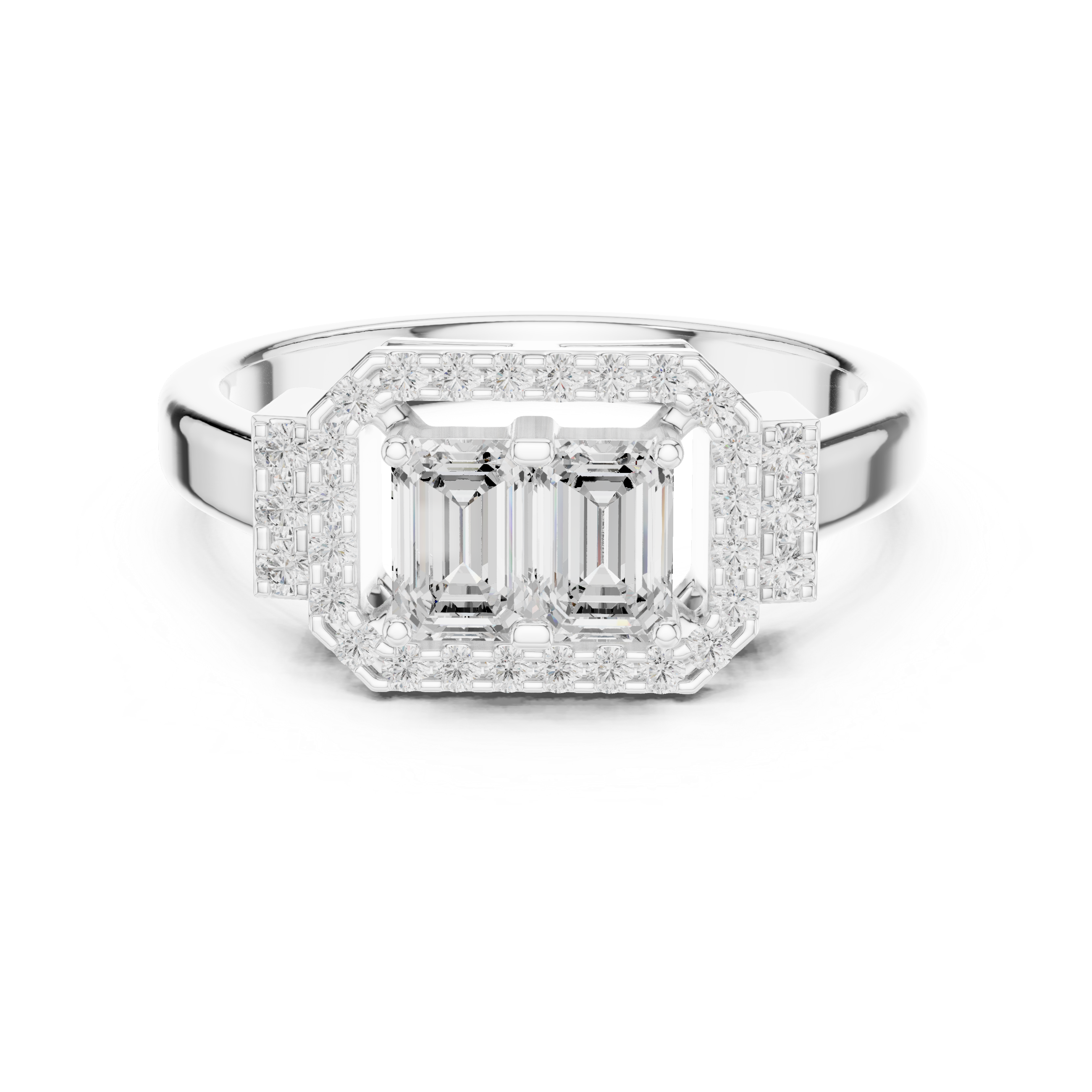 Emerald Double Stone Halo Ring 0.76 CT