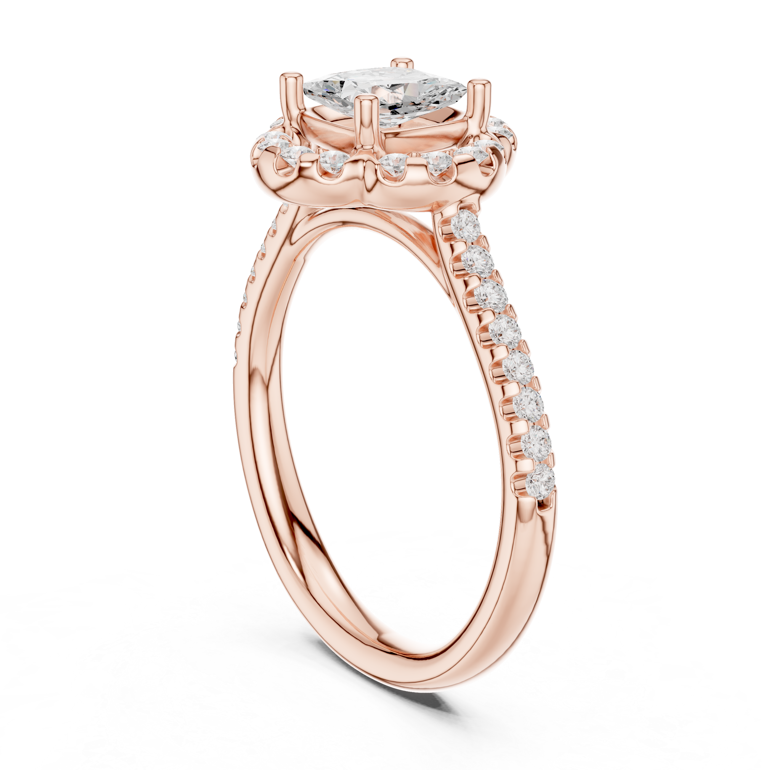 Cushion Halo Engagement Ring 0.38 CT