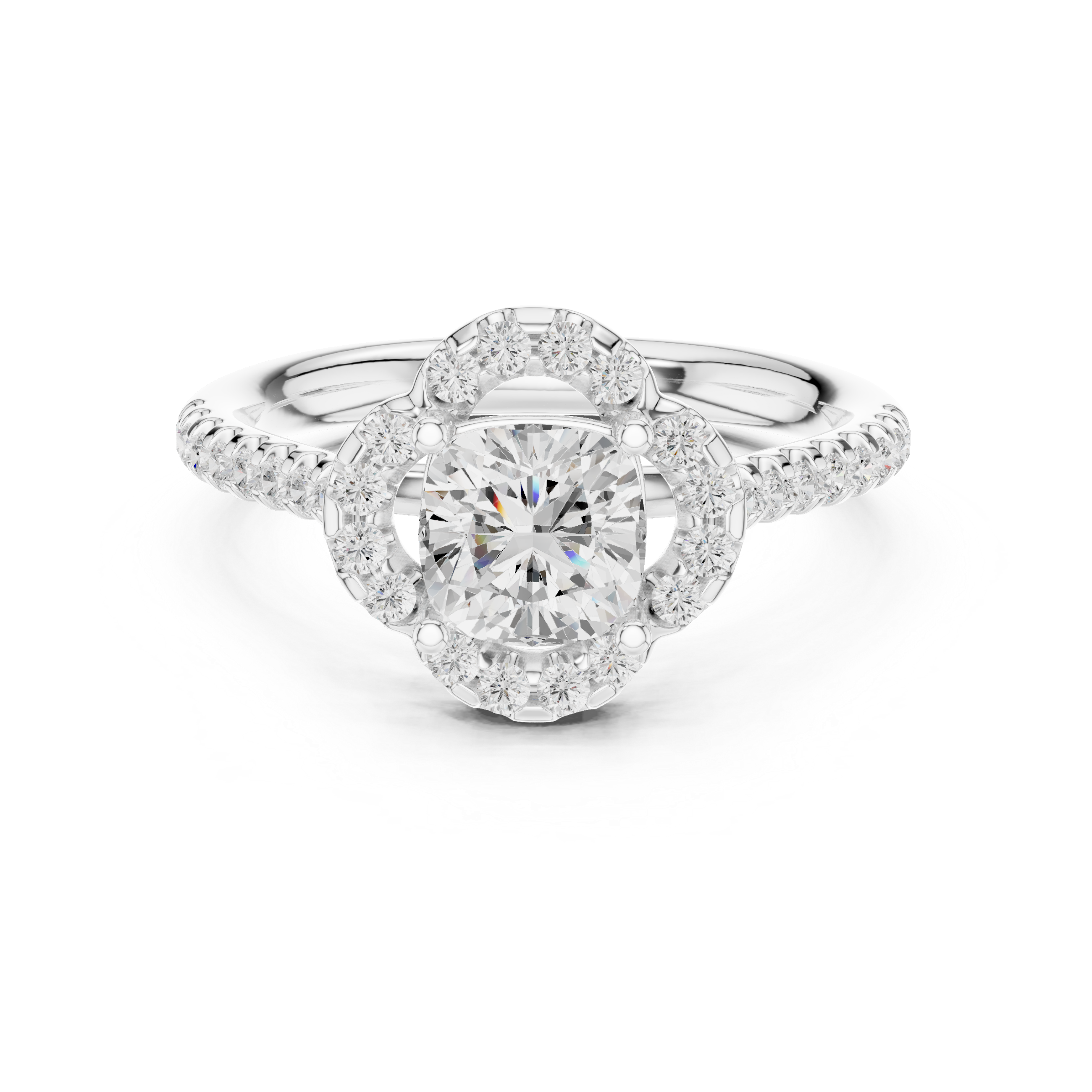 Cushion Halo Engagement Ring 0.38 CT
