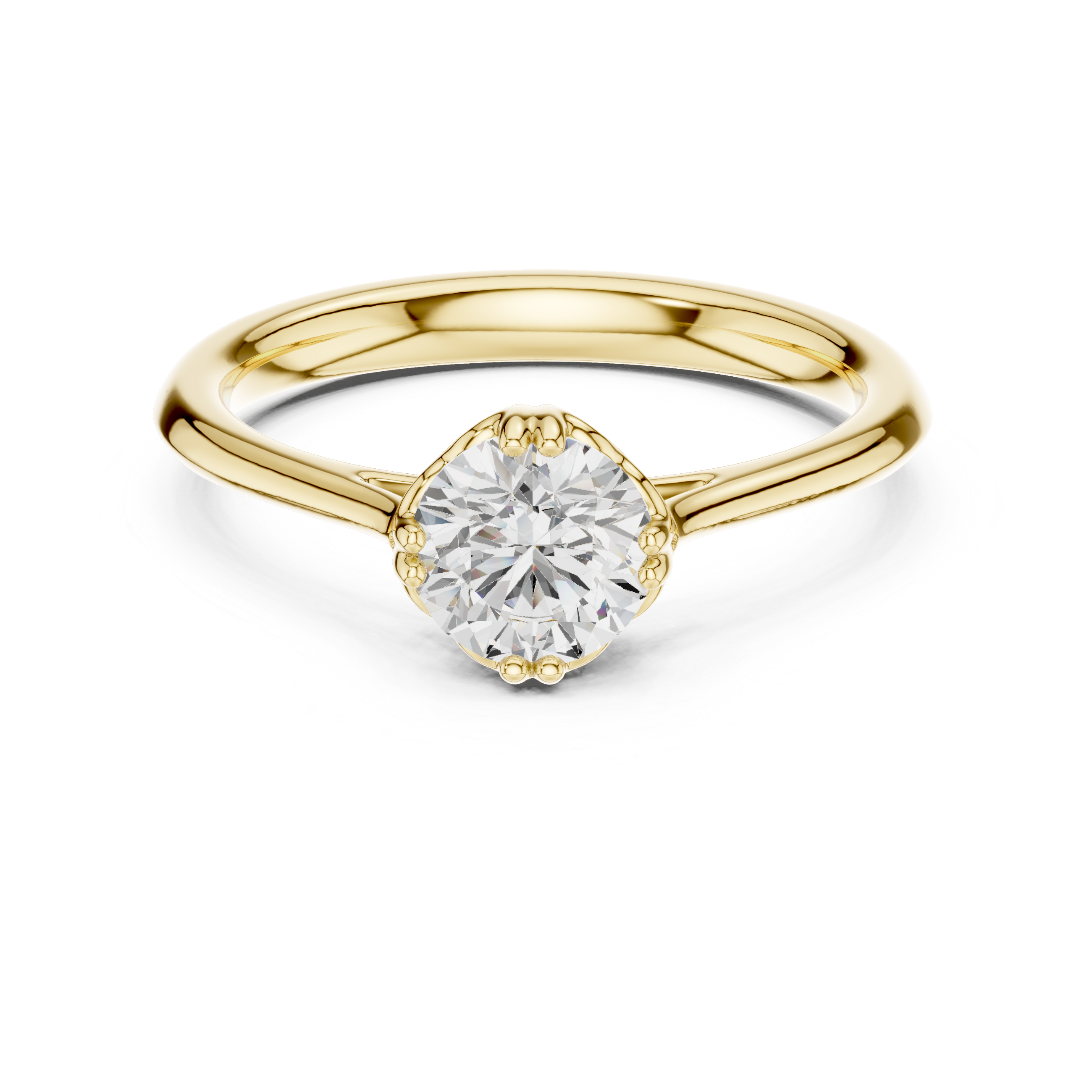 Classic Cathedral Solitaire Engagement Ring 0.85 CT