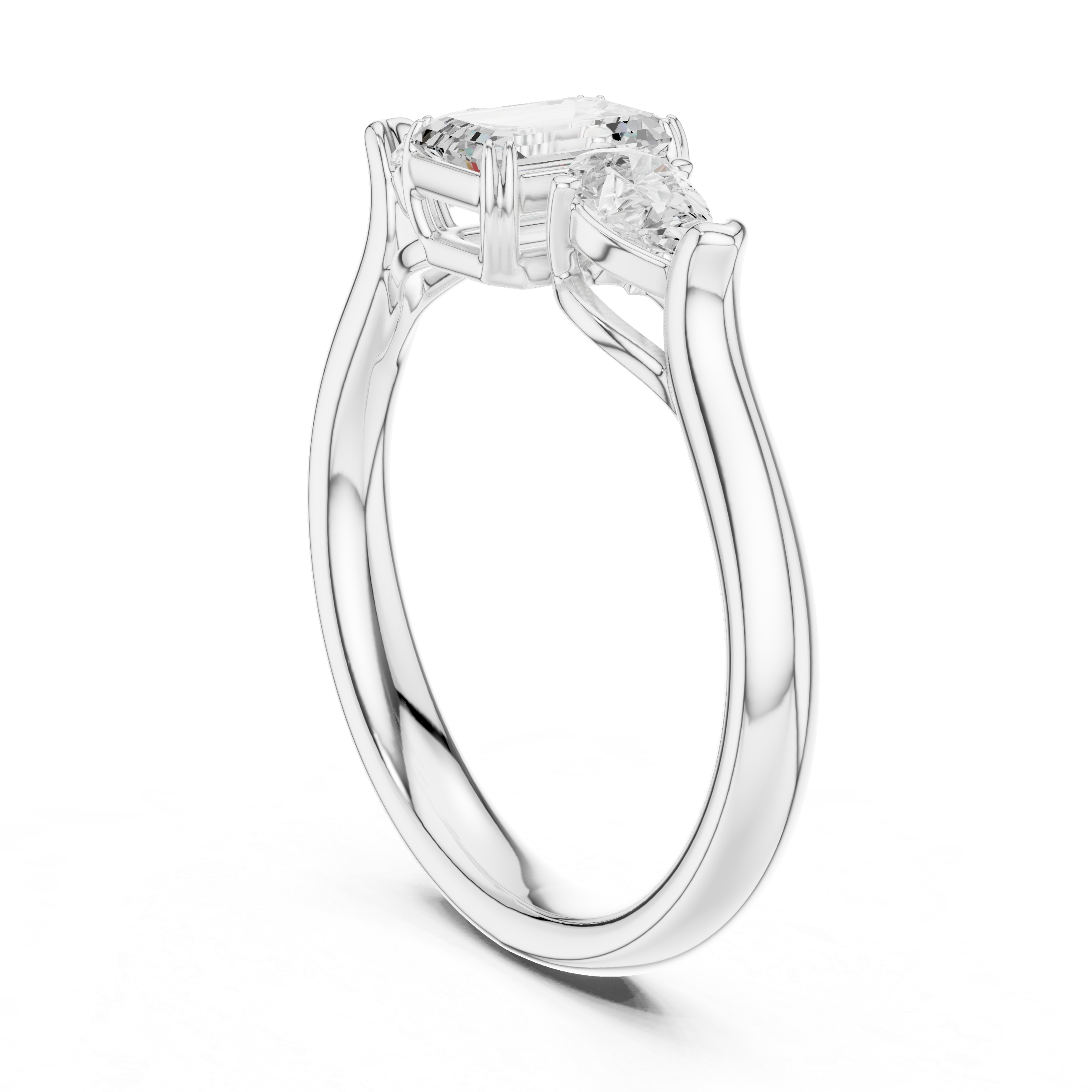 Emerald & Pear Three Stone Engagement Ring