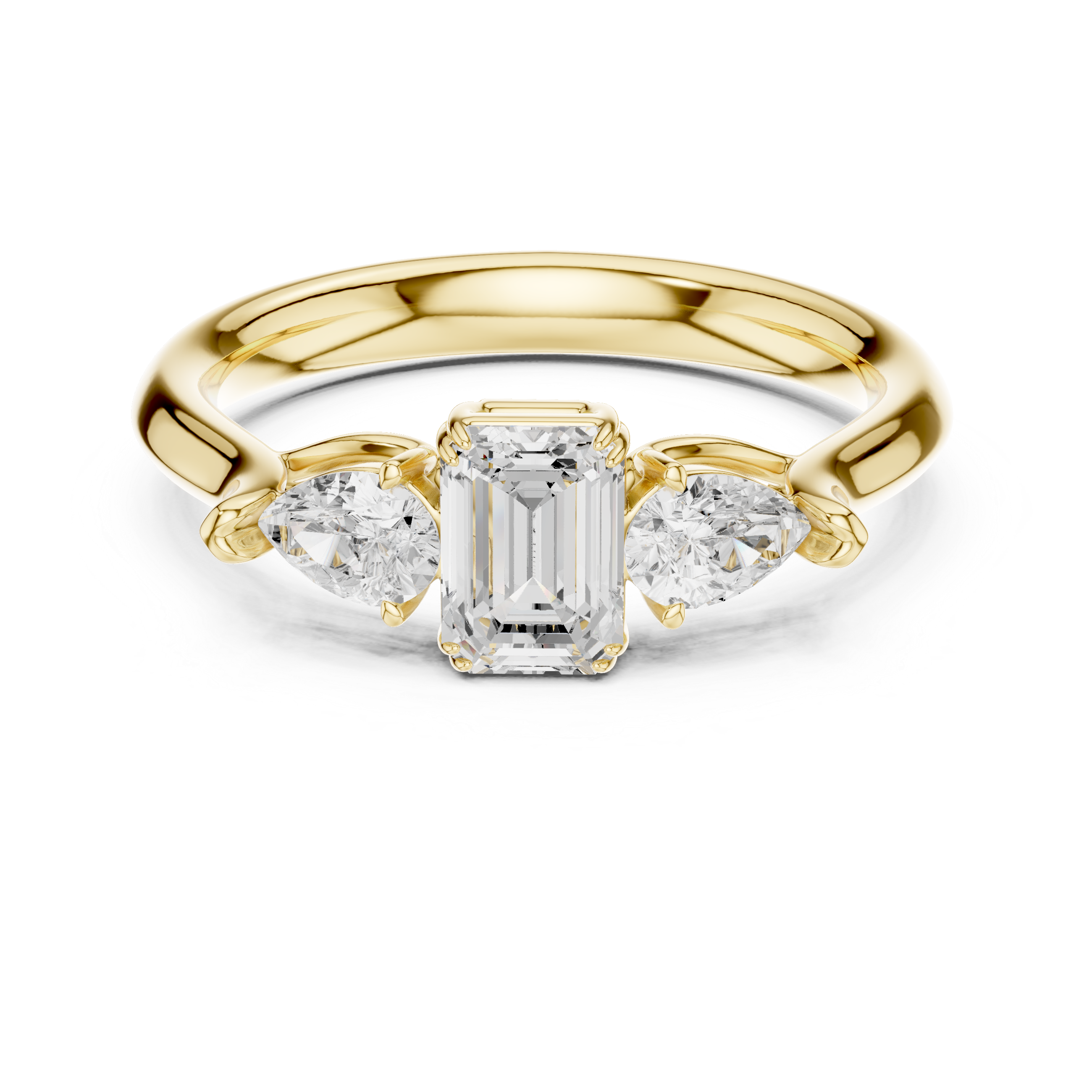 Emerald & Pear Three Stone Engagement Ring
