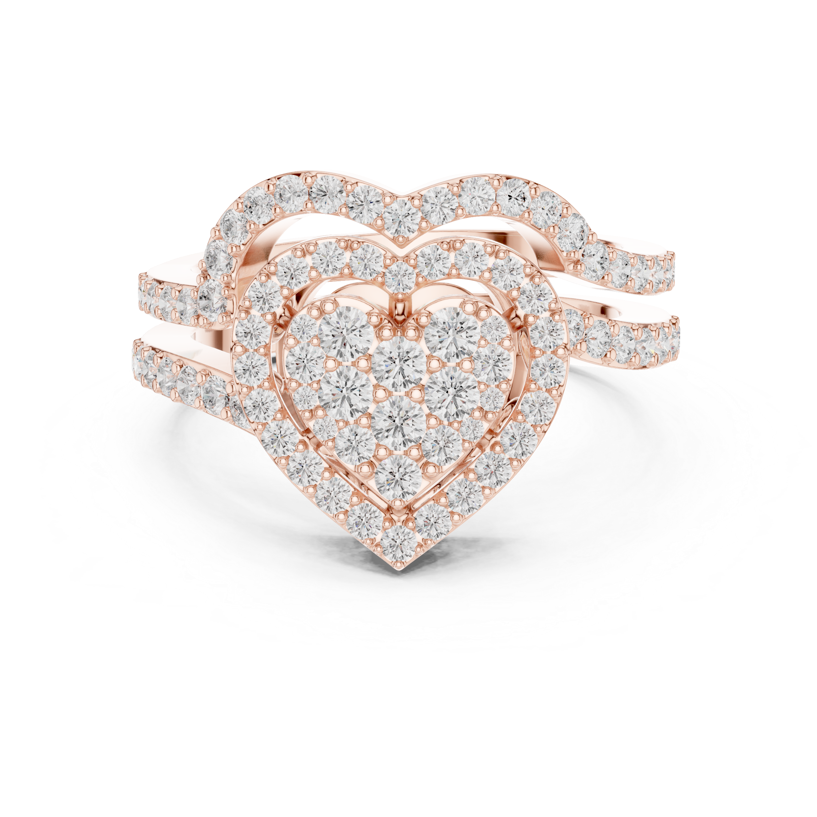 Double Heart Diamond Bridal Ring Set
