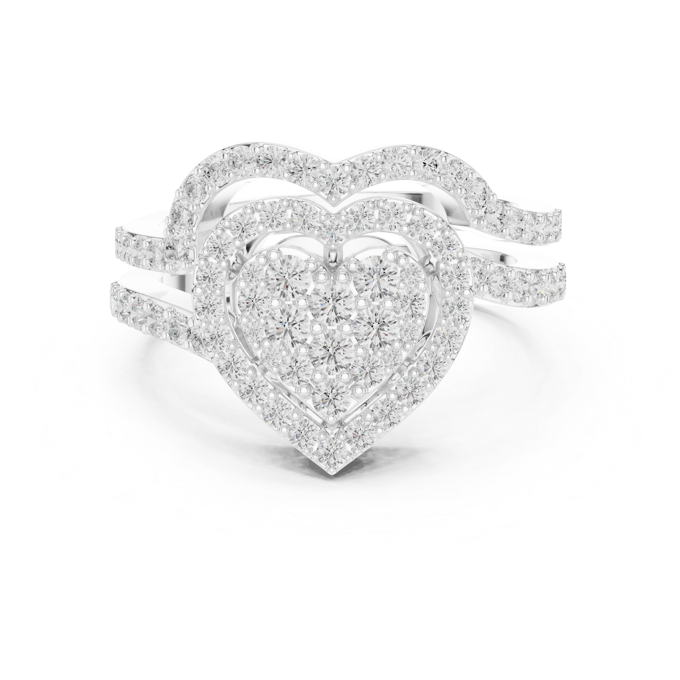 Double Heart Diamond Bridal Ring Set