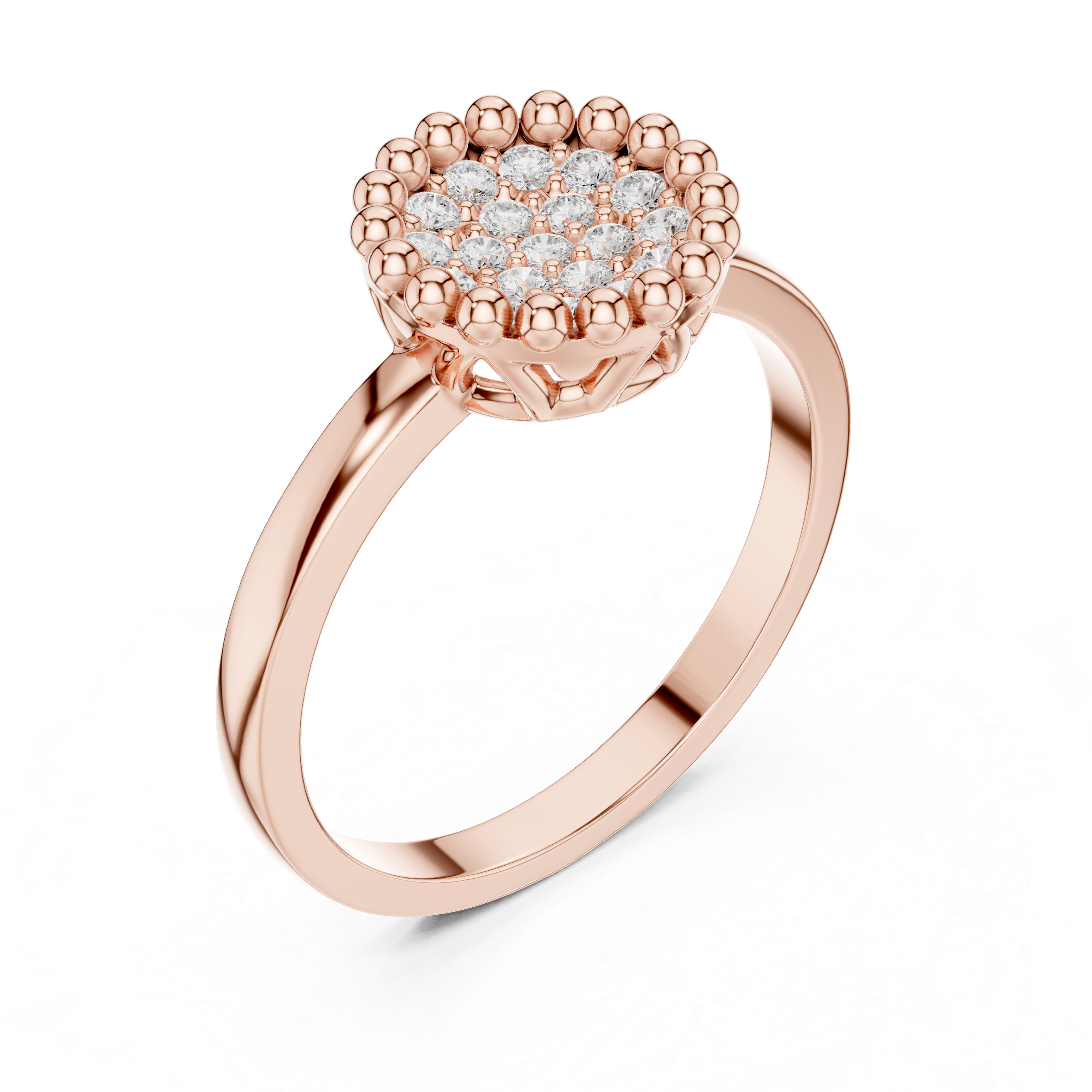 Round Diamond Cluster Halo Engagement Ring