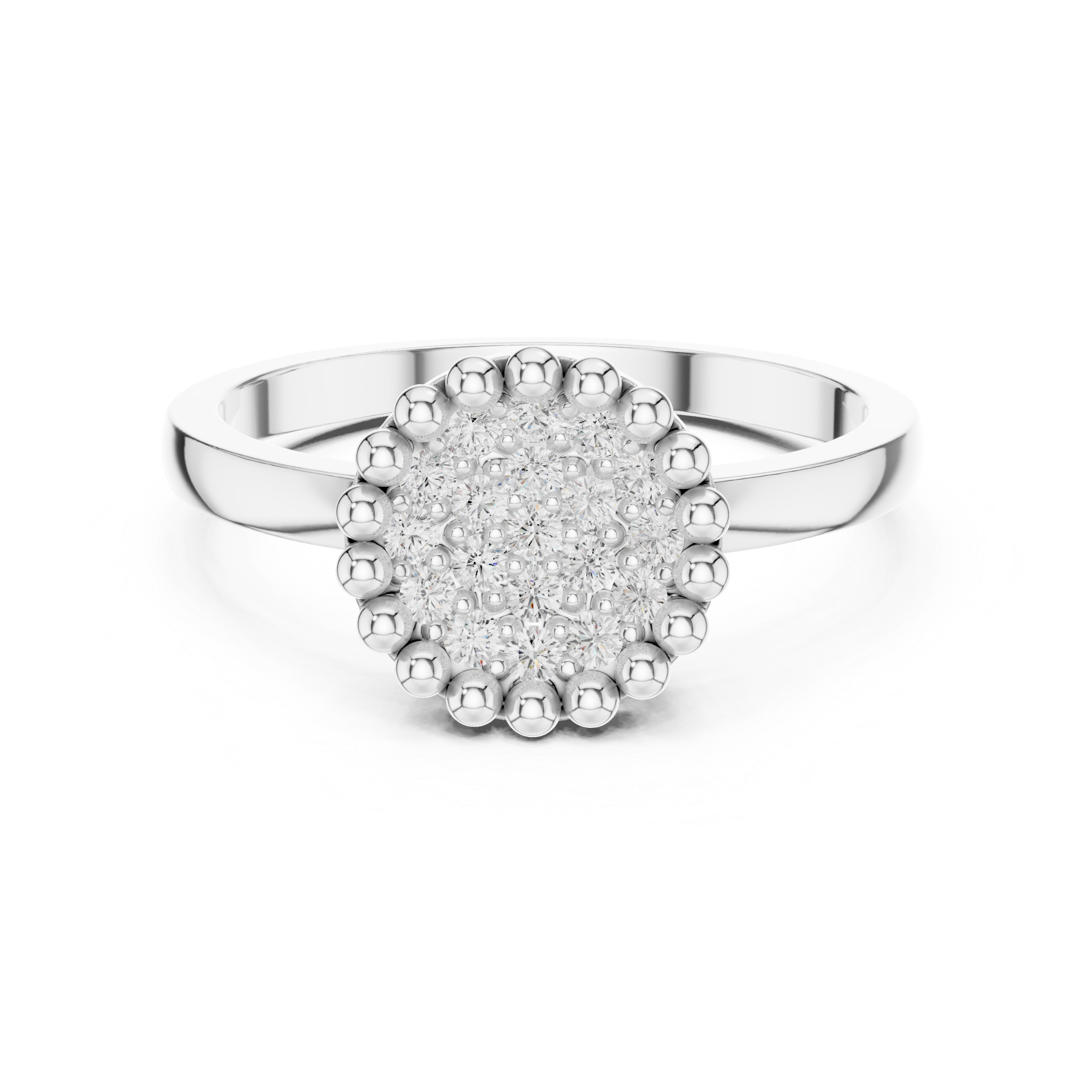 Round Diamond Cluster Halo Engagement Ring