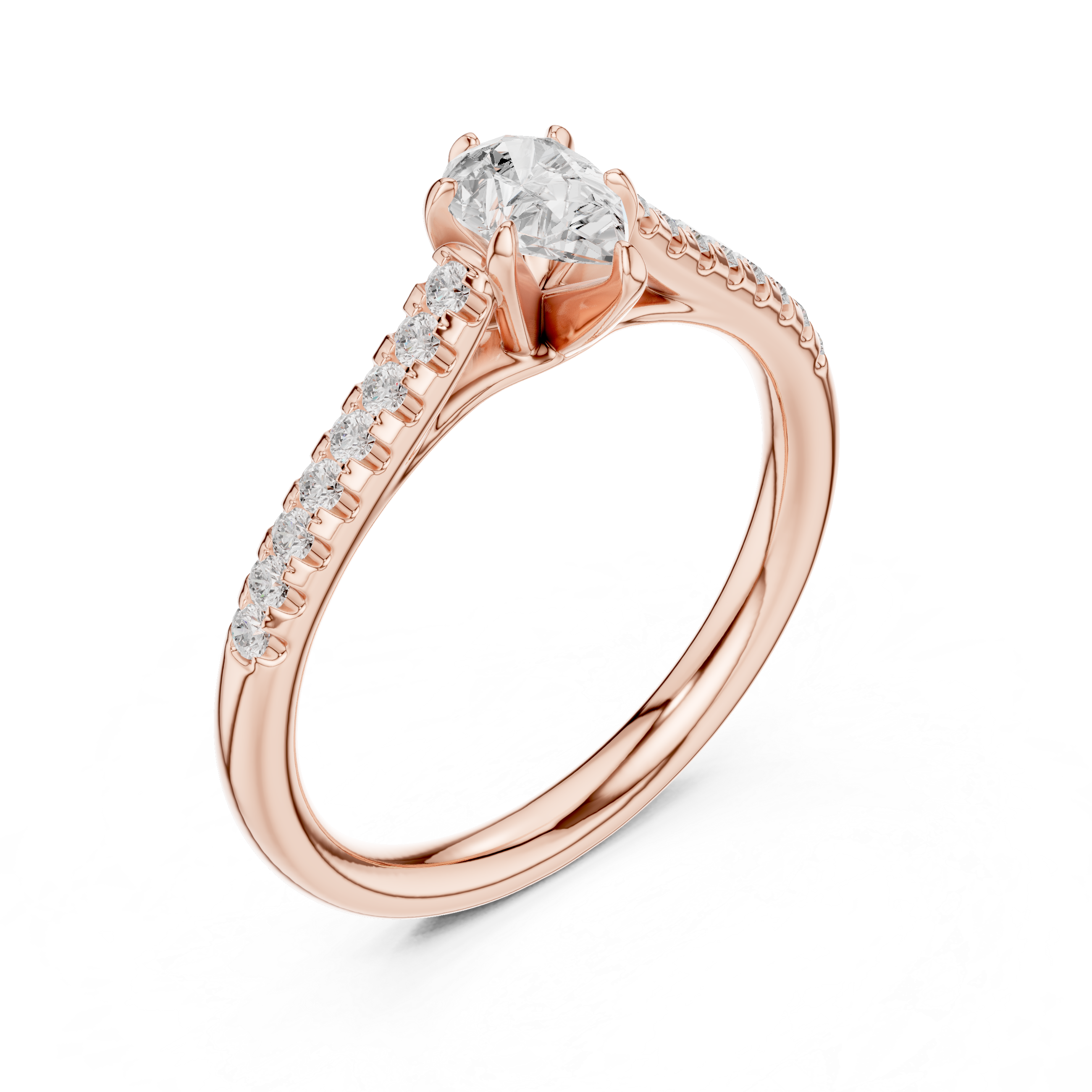 Pear Cut Diamond Solitaire Engagement Ring