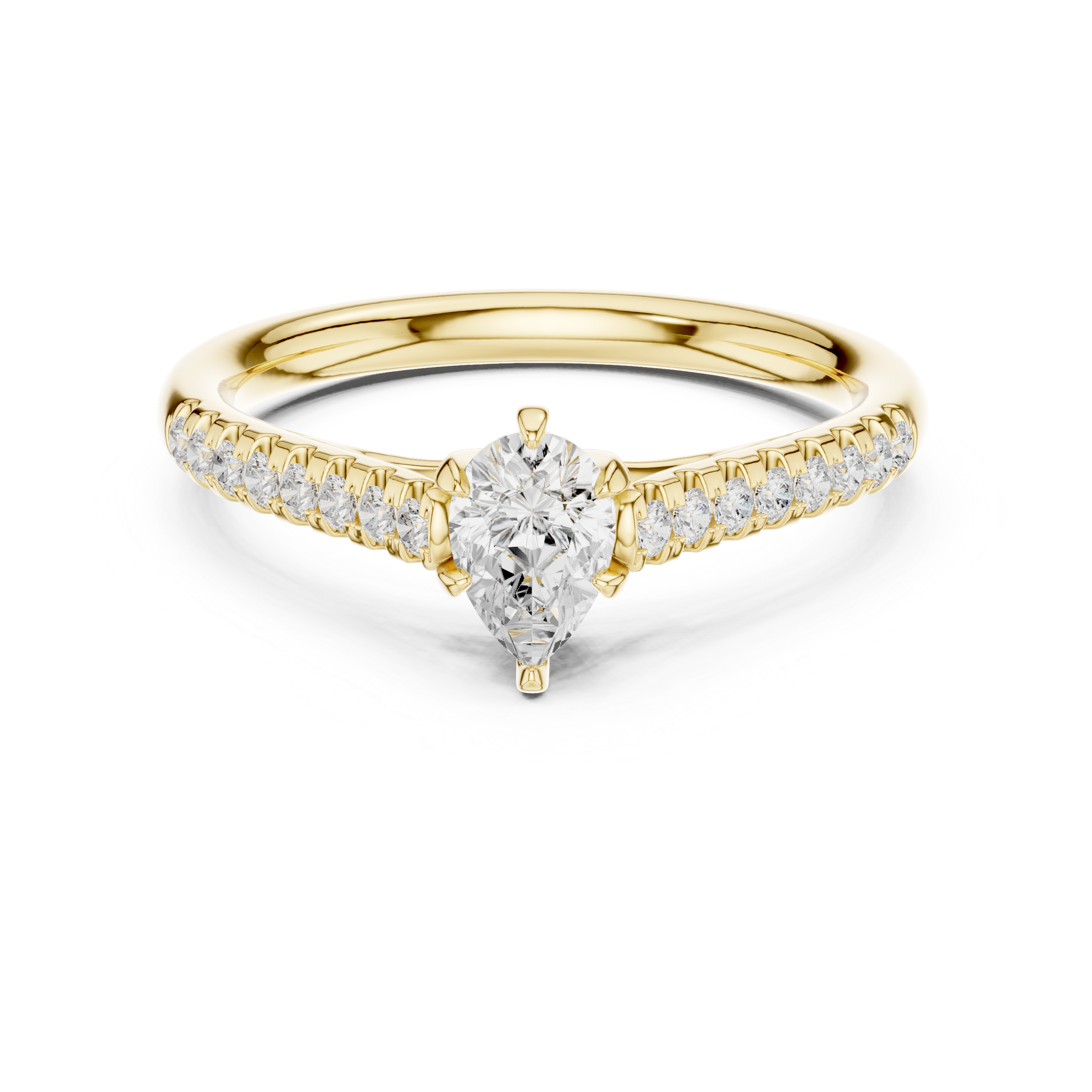 Pear Cut Diamond Solitaire Engagement Ring