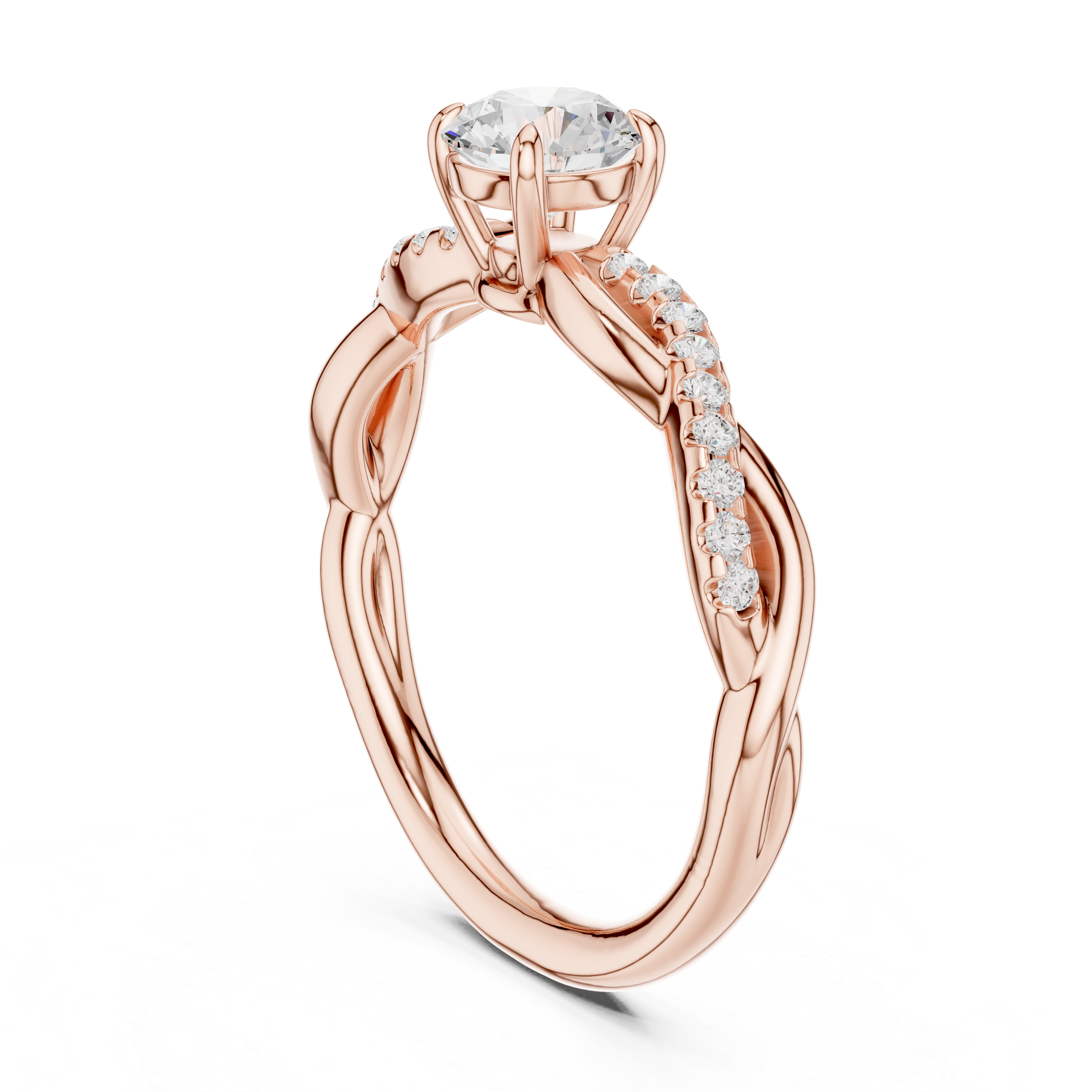 Twisted Round Diamond Engagement Ring